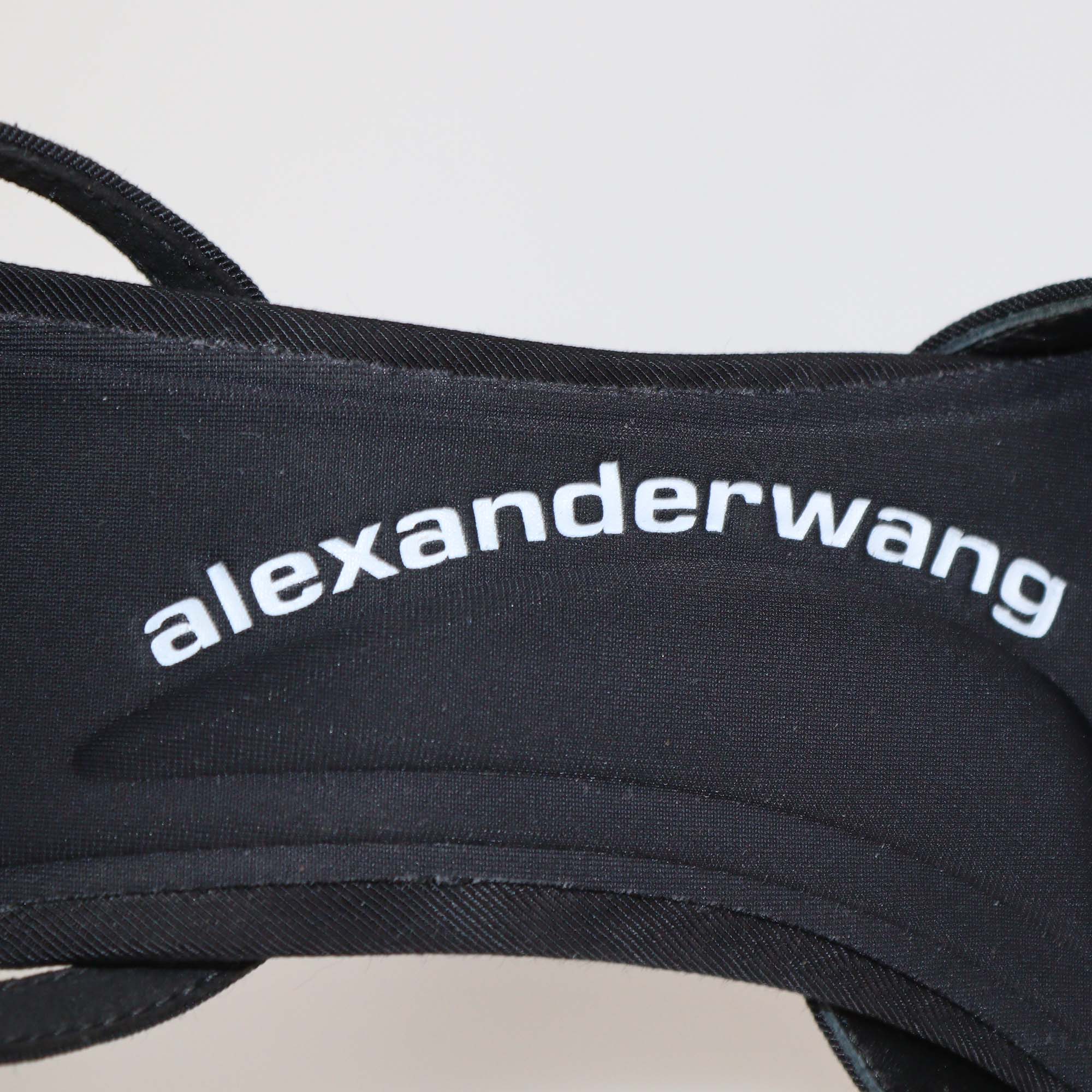 Alexander Wang Black Fabric Delphine 105 Logo Strap Pumps