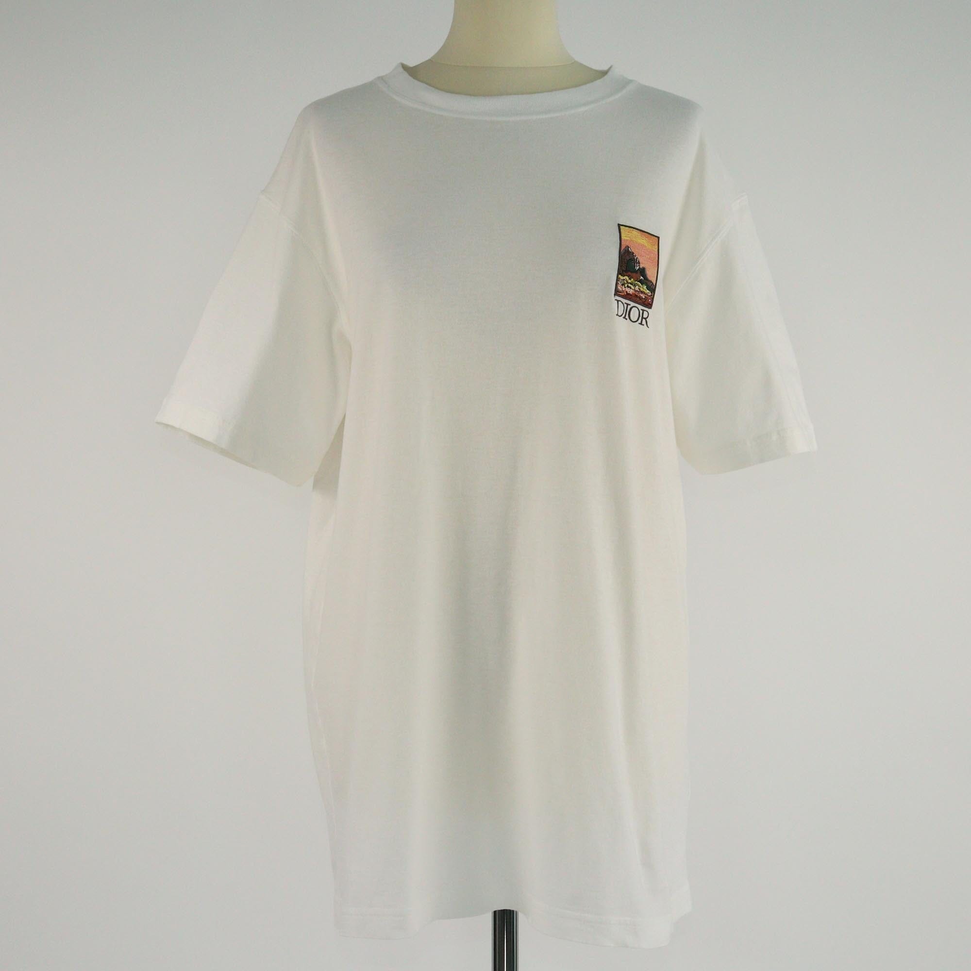 Christian Dior White Mount Zion Graphic Print Crew Neck T-Shirt Mens Christian Dior