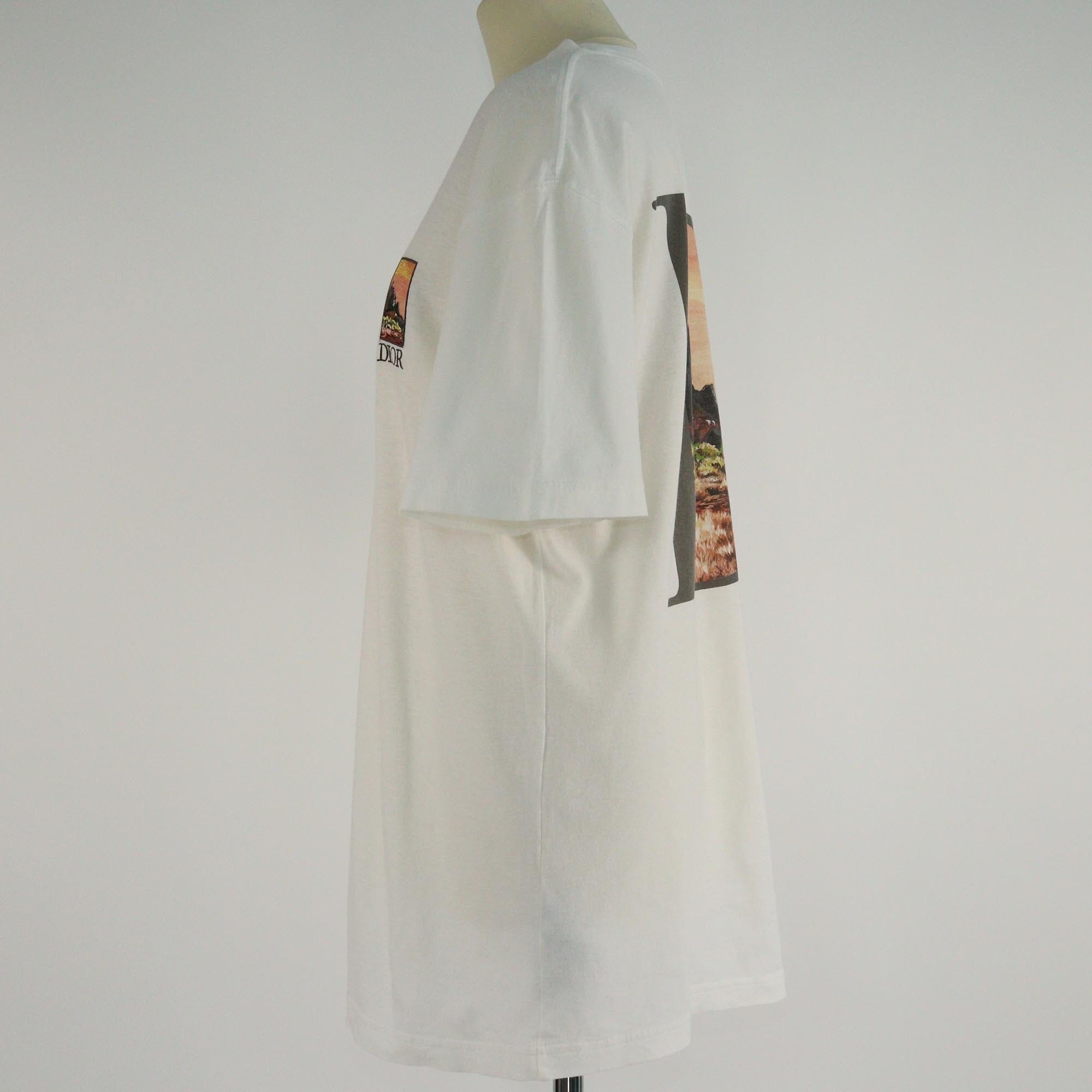 Christian Dior White Mount Zion Graphic Print Crew Neck T-Shirt Mens Christian Dior