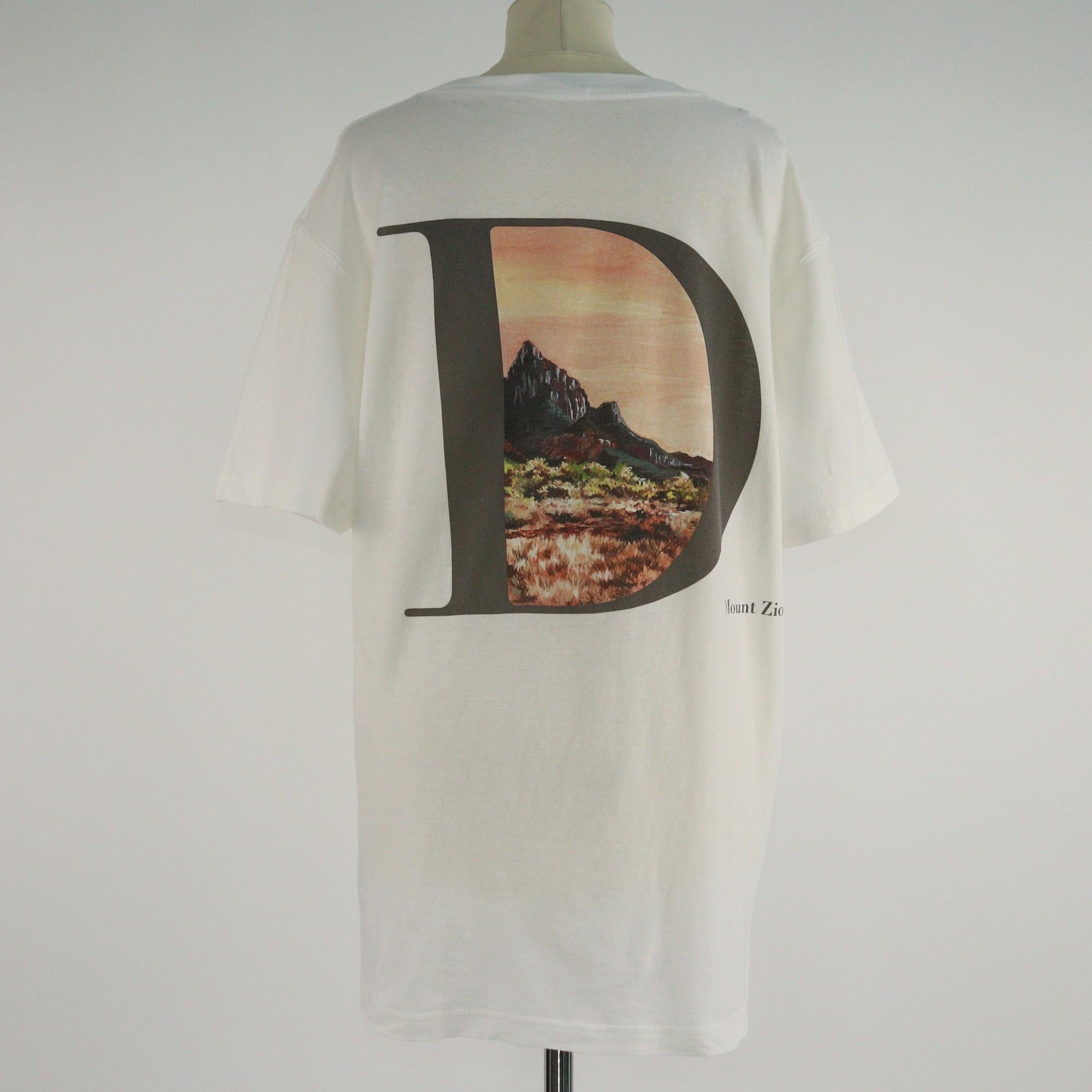 Christian Dior White Mount Zion Graphic Print Crew Neck T-Shirt Mens Christian Dior