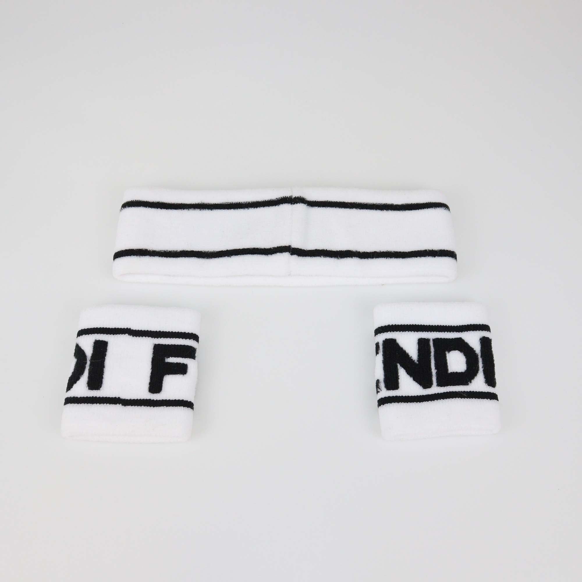 Fendi White/Black Polyamide Logo Tennis Band Set