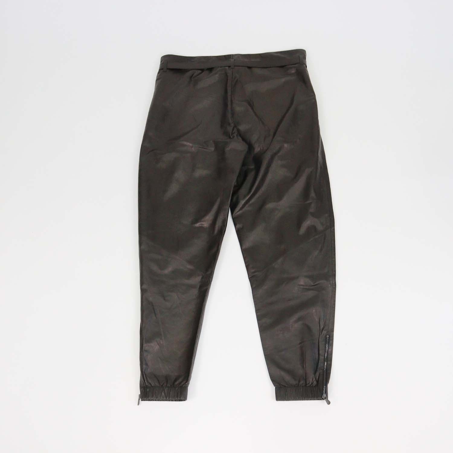 Bottega Veneta Black Leather Belted Jogger Pants