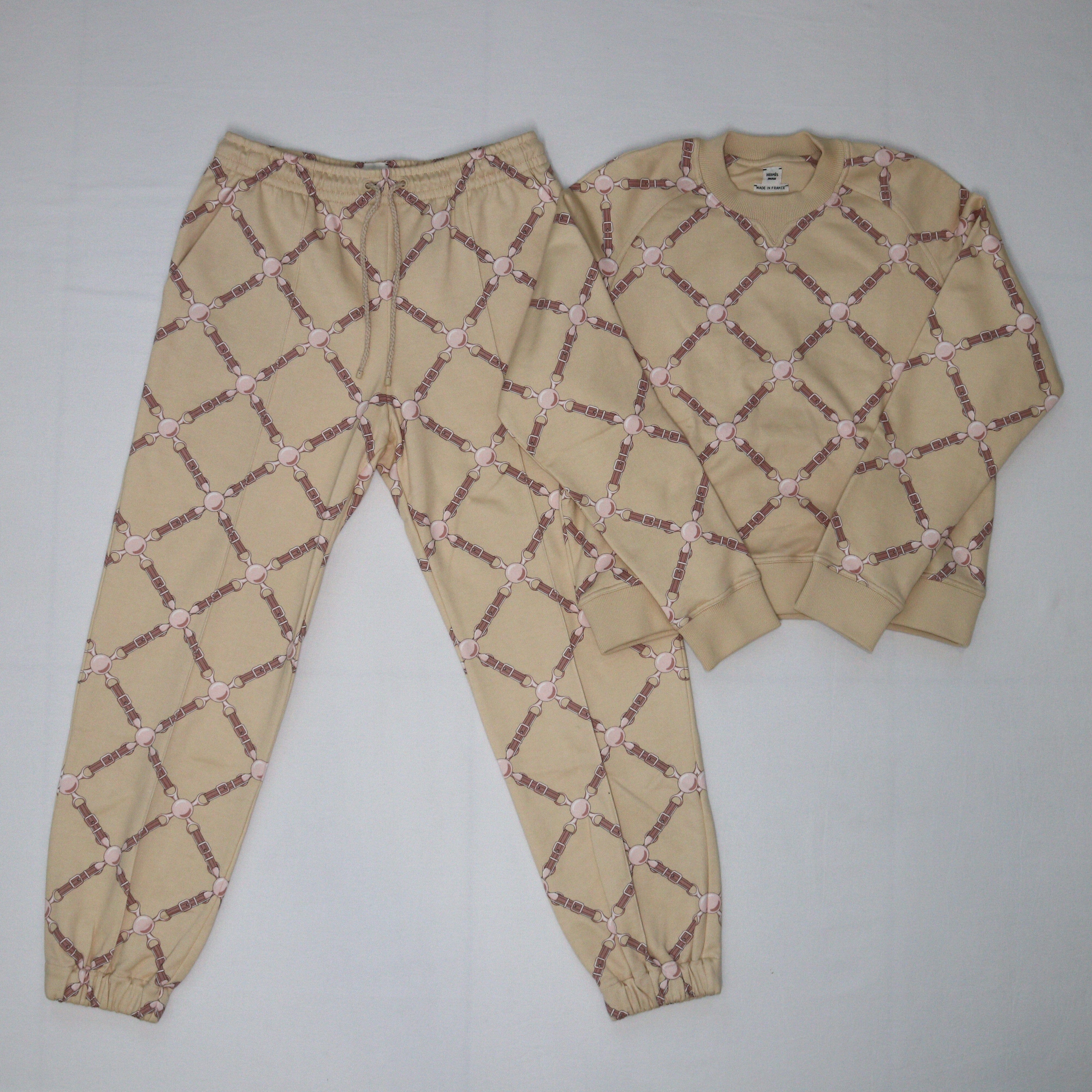 Cream Tralala Patterns Sweatshirt & Jogging Pants Clothings Hermes 