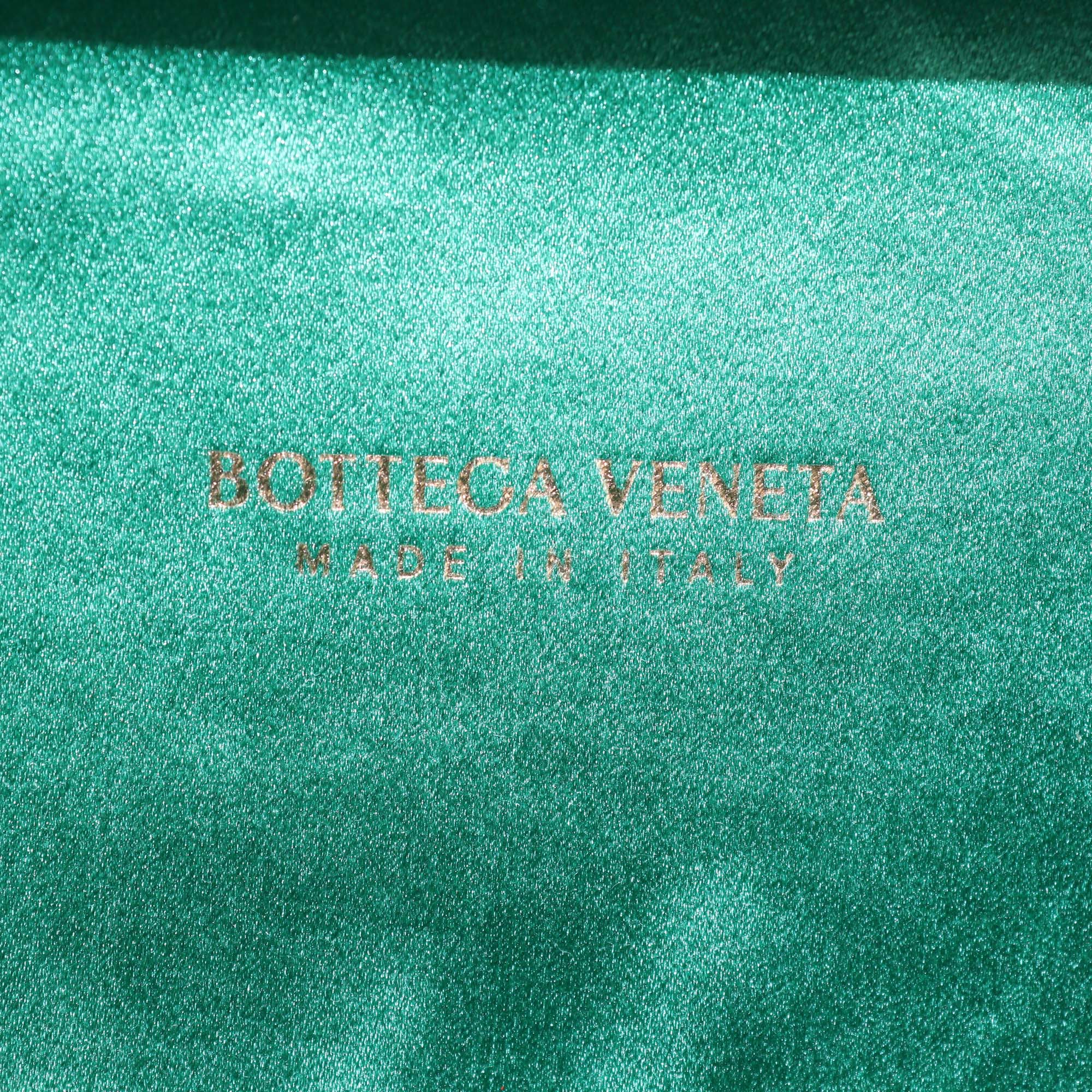 Bottega Veneta Emerald Intrecciato Pressed Satin Minaudière Knot Clutch