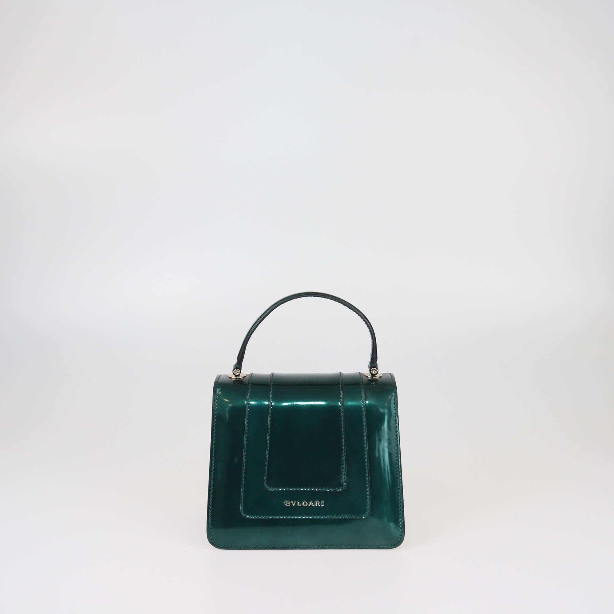 Bvlgari Green Patent Small Serpenti Forever Top Handle Bag Womens Bvlgari