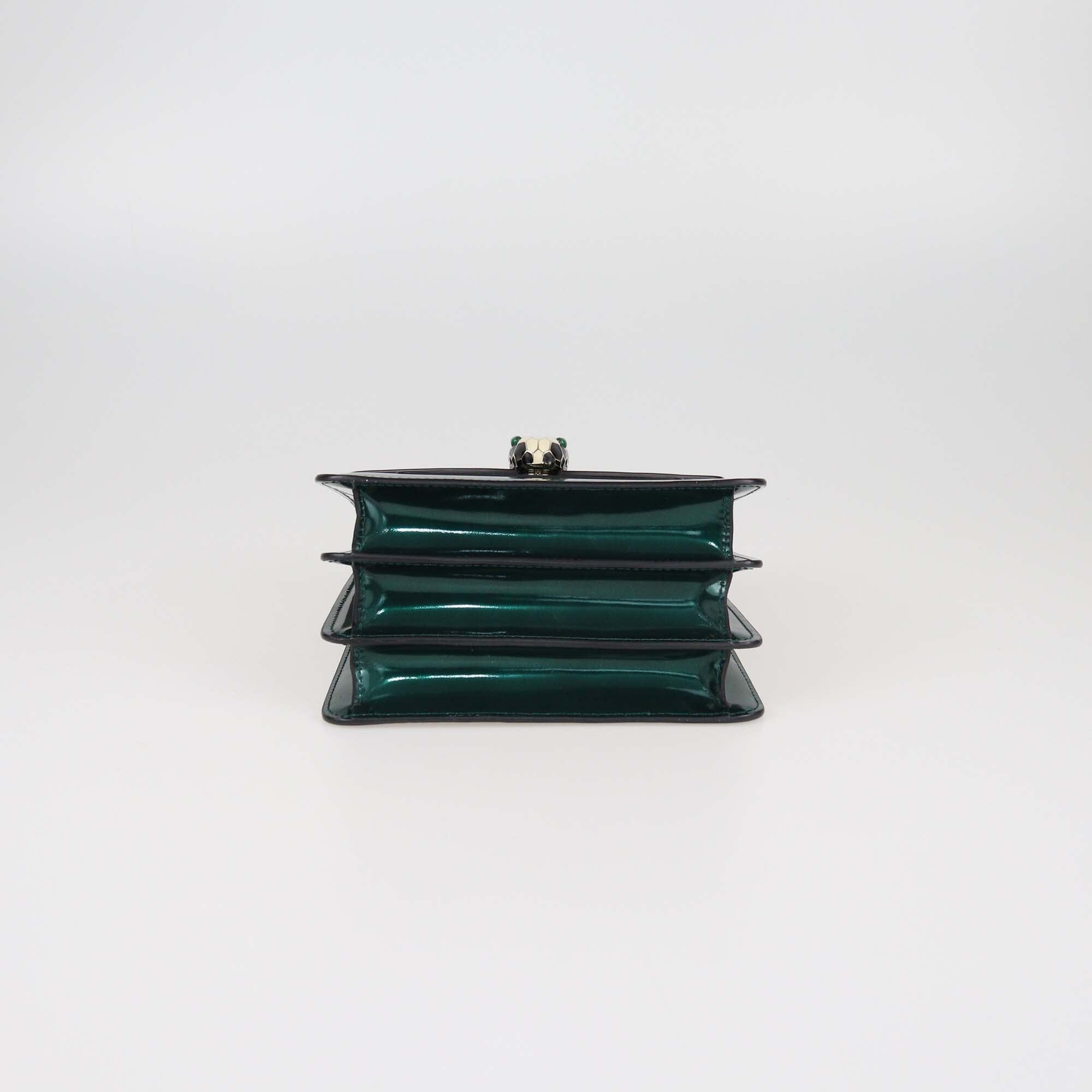 Bvlgari Green Patent Small Serpenti Forever Top Handle Bag Womens Bvlgari