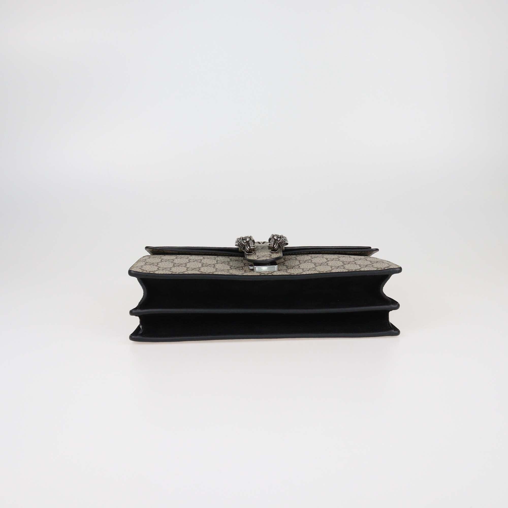 Gucci Black/Beige GG Supreme Small Dionysus Shoulder Bag Womens Gucci