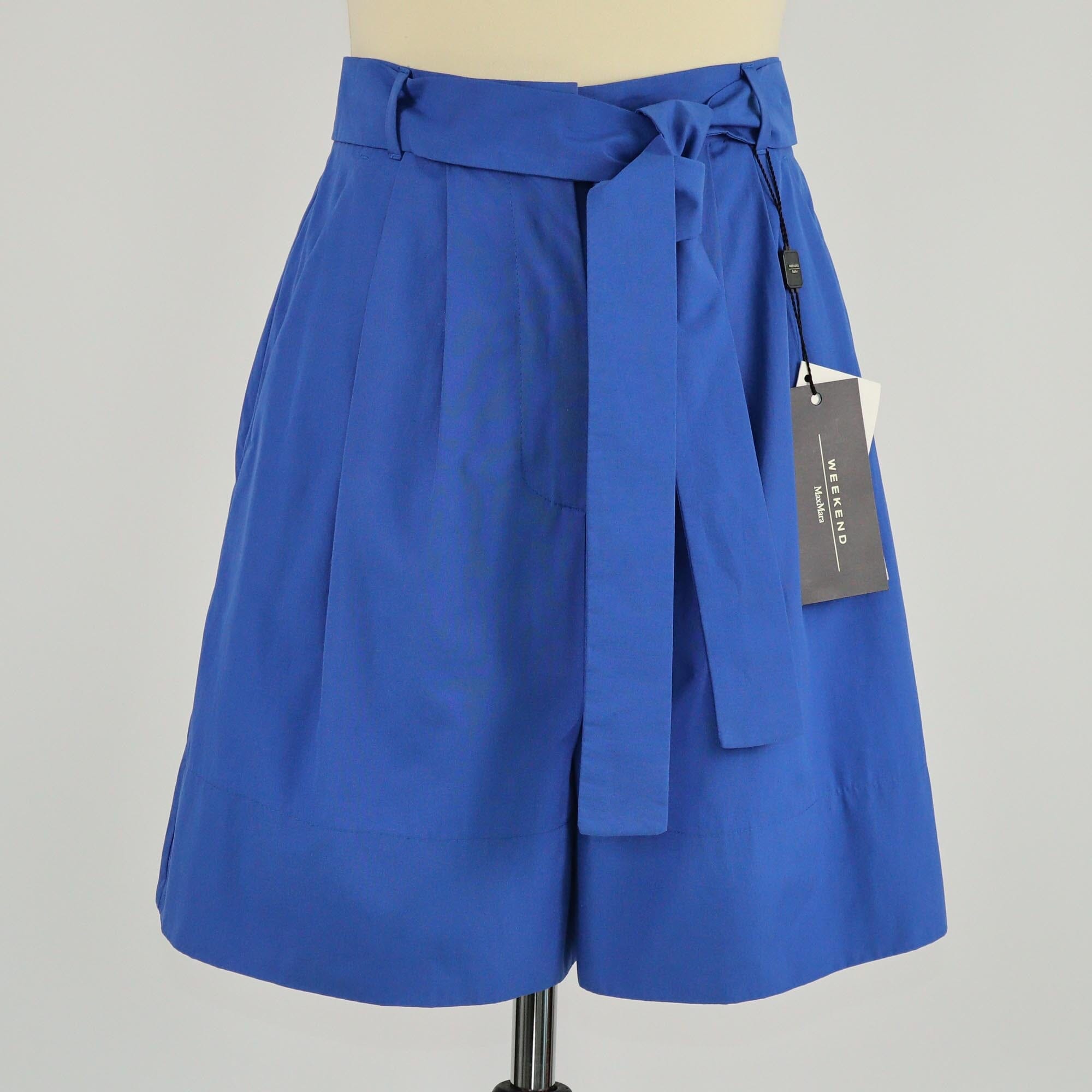 Weekend Max Mara Blue Flared Belted Bermuda Short Womens Weekend Max Mara
