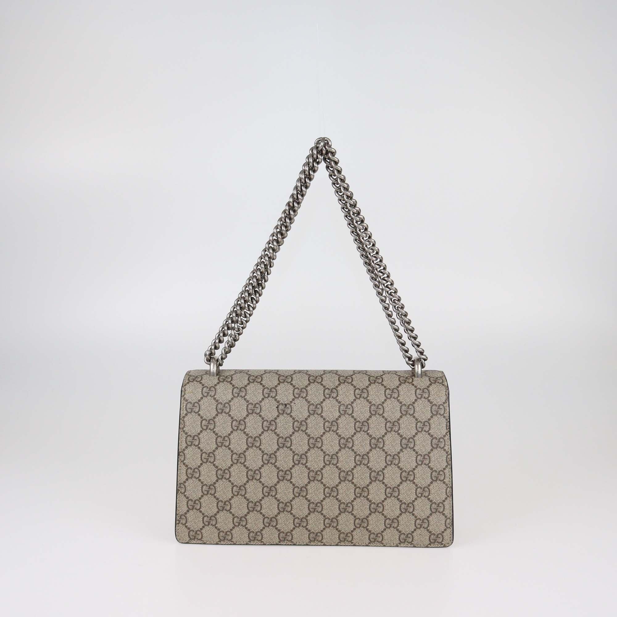 Gucci Black/Beige GG Supreme Small Dionysus Shoulder Bag Womens Gucci