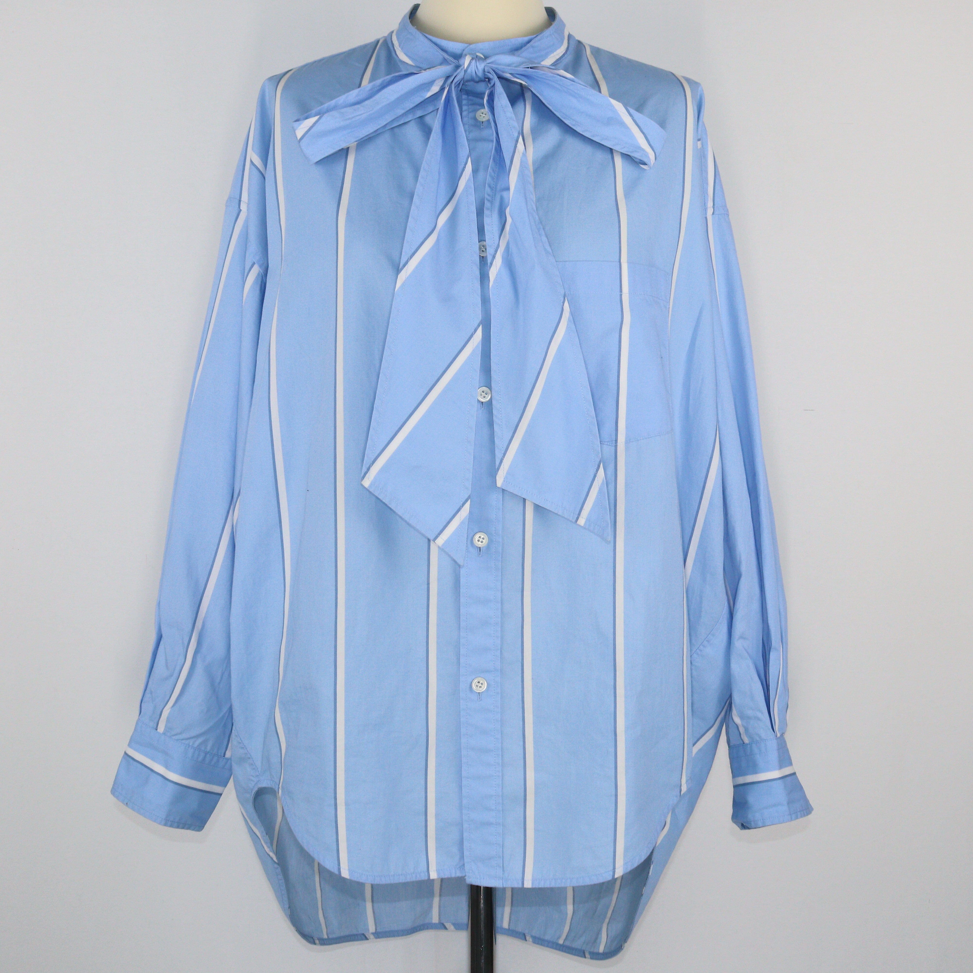 White/Blue Striped Pocket Detail Shirt Clothings Balenciaga 