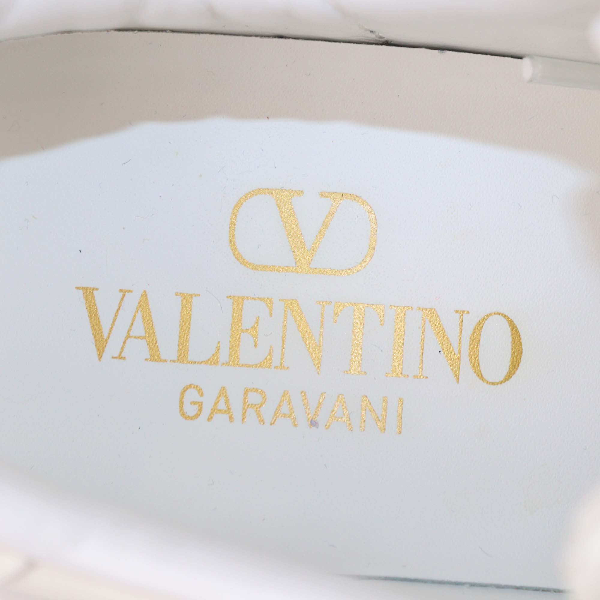 Versace White Leather Rockstud Paltform Sneakers