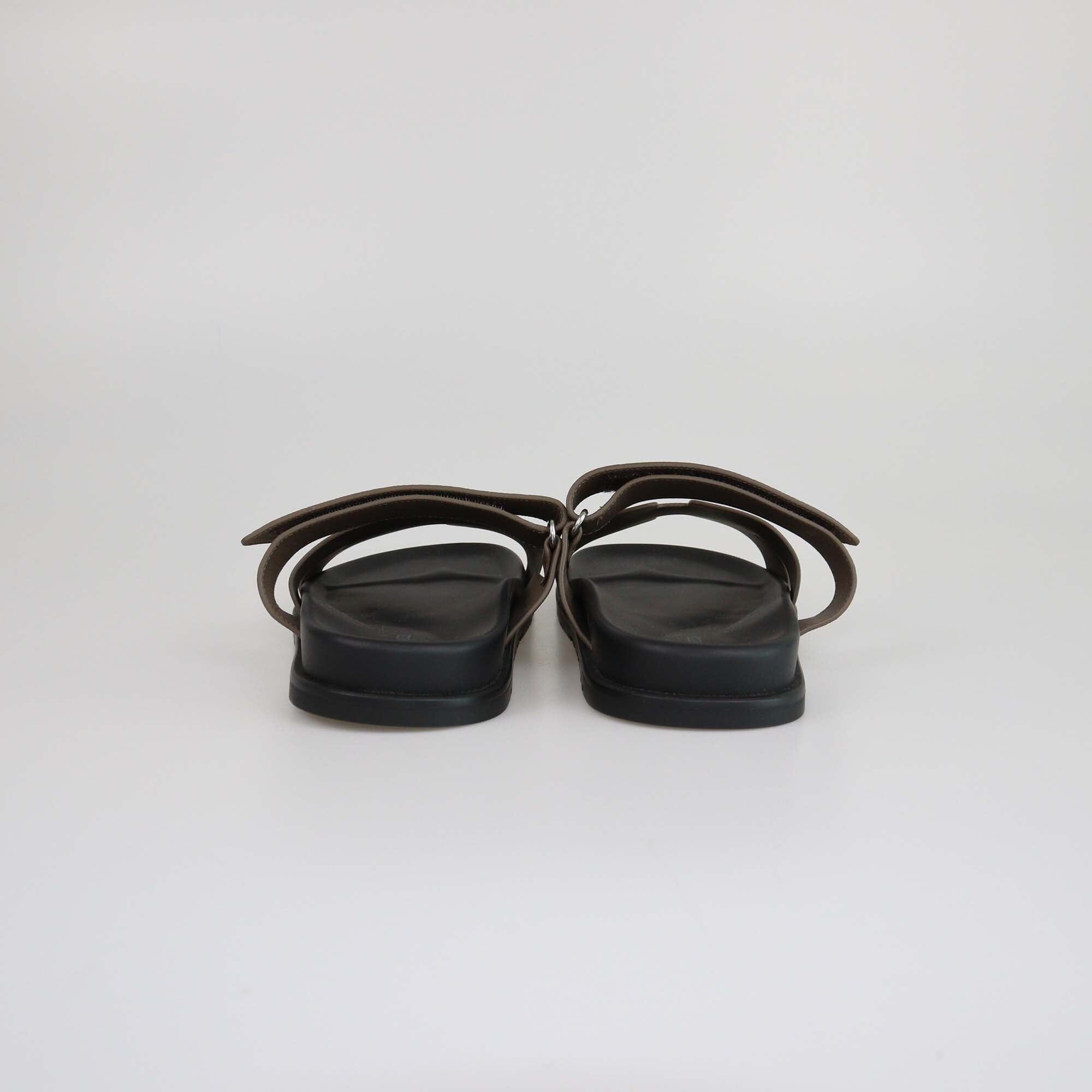 Hermes Etoupe Gray Epsom Chypre Sandals Mens Hermes