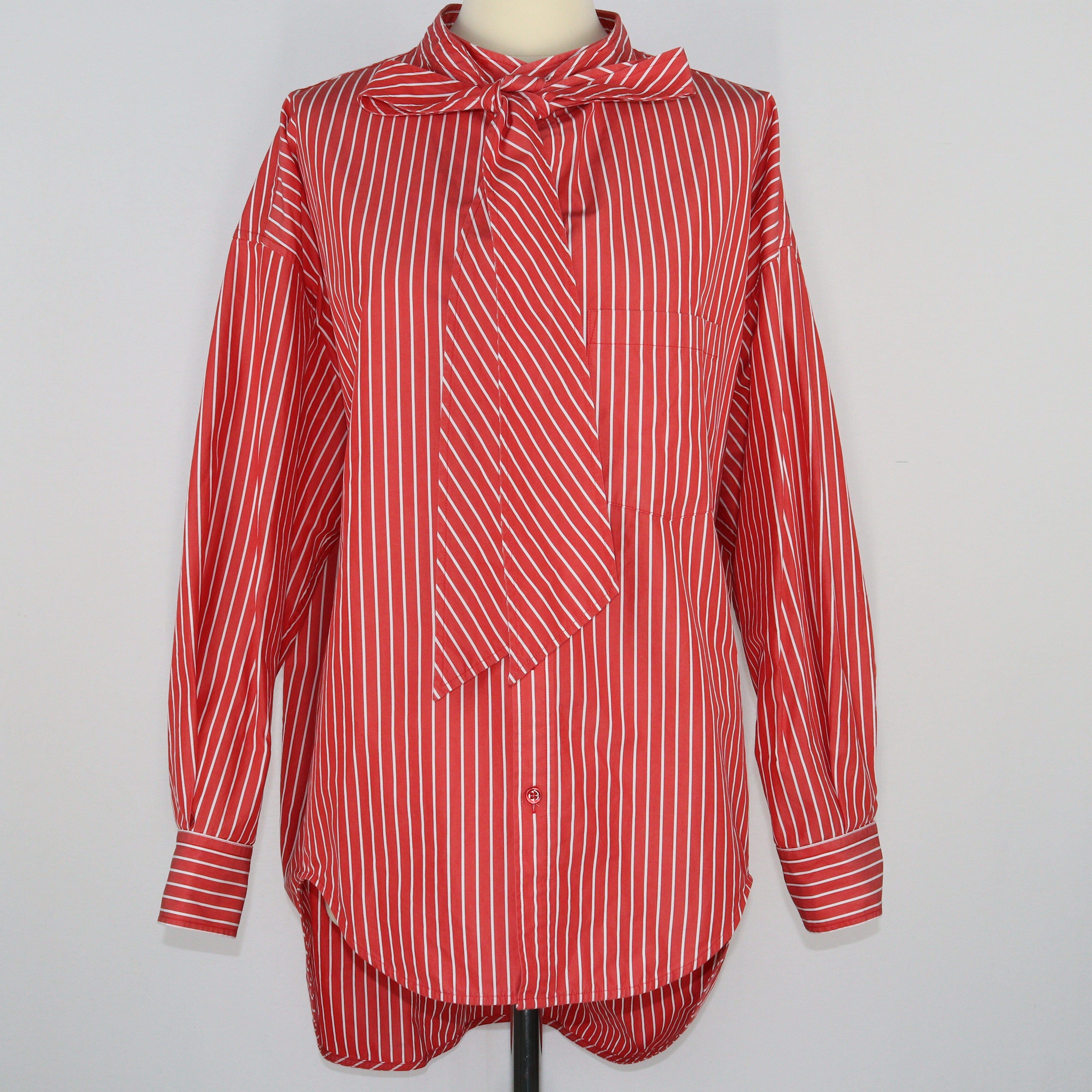 Red/White Striped Pocket Detail Shirt Clothings Balenciaga 