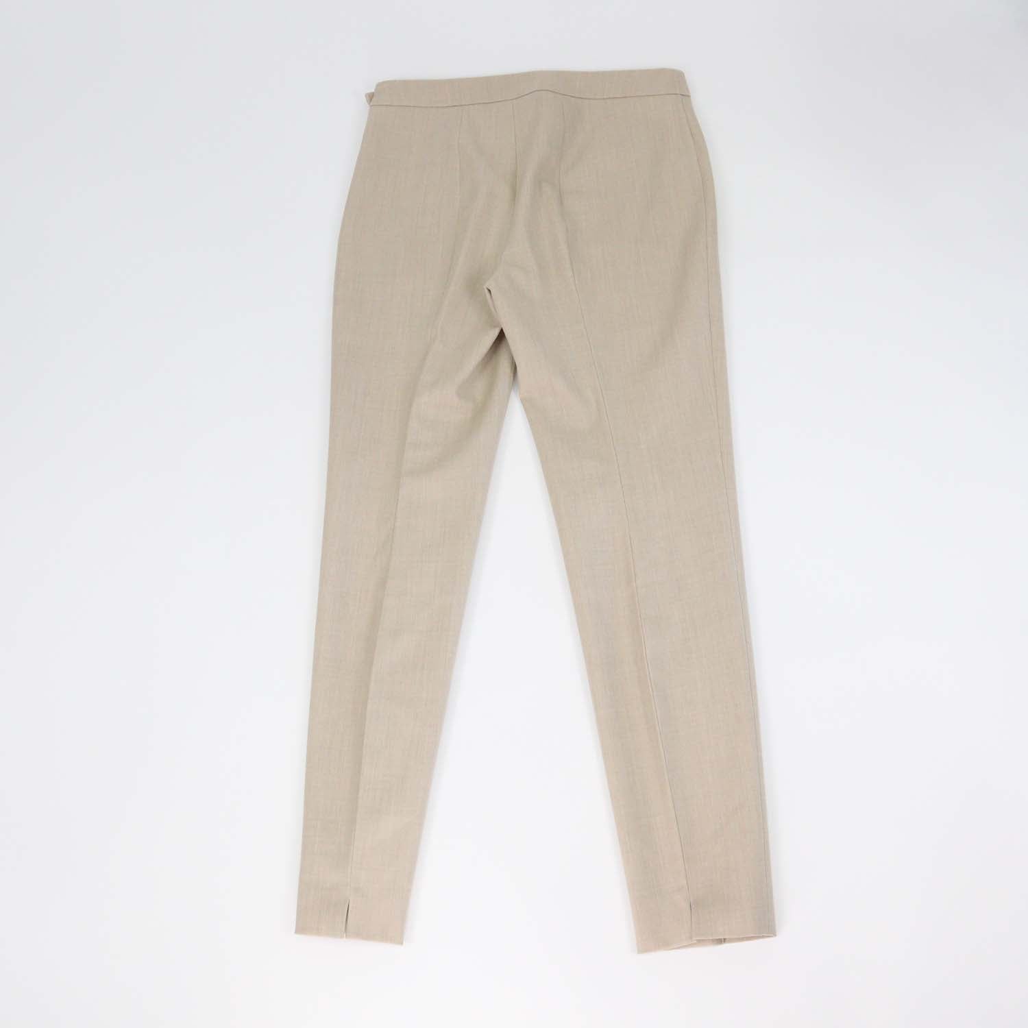 Loro Piana Beige Blend Wool Pleated Straight Fit Pants