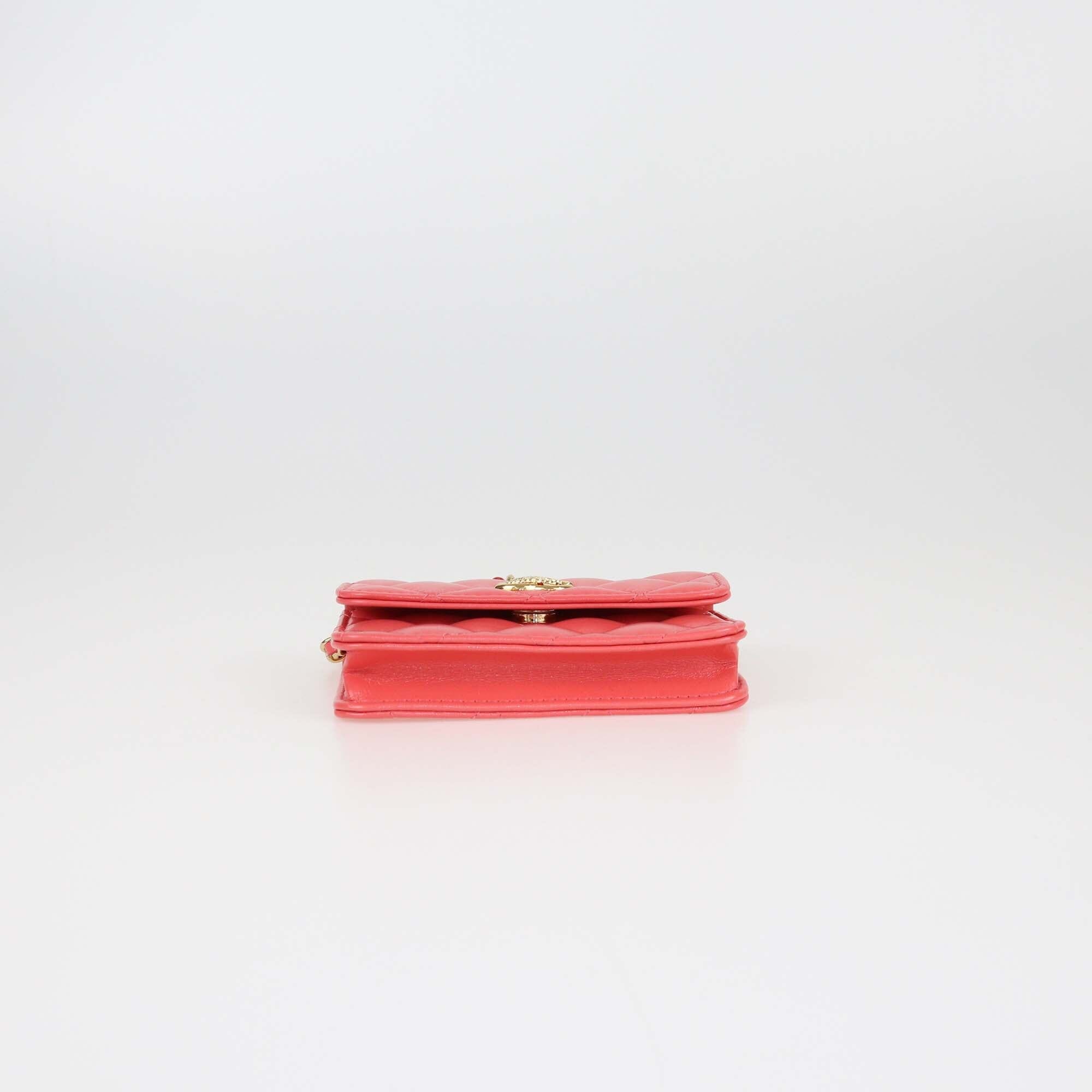 Chanel Pink Apricot Quilted Mini Wallet On Chain Womens Chanel