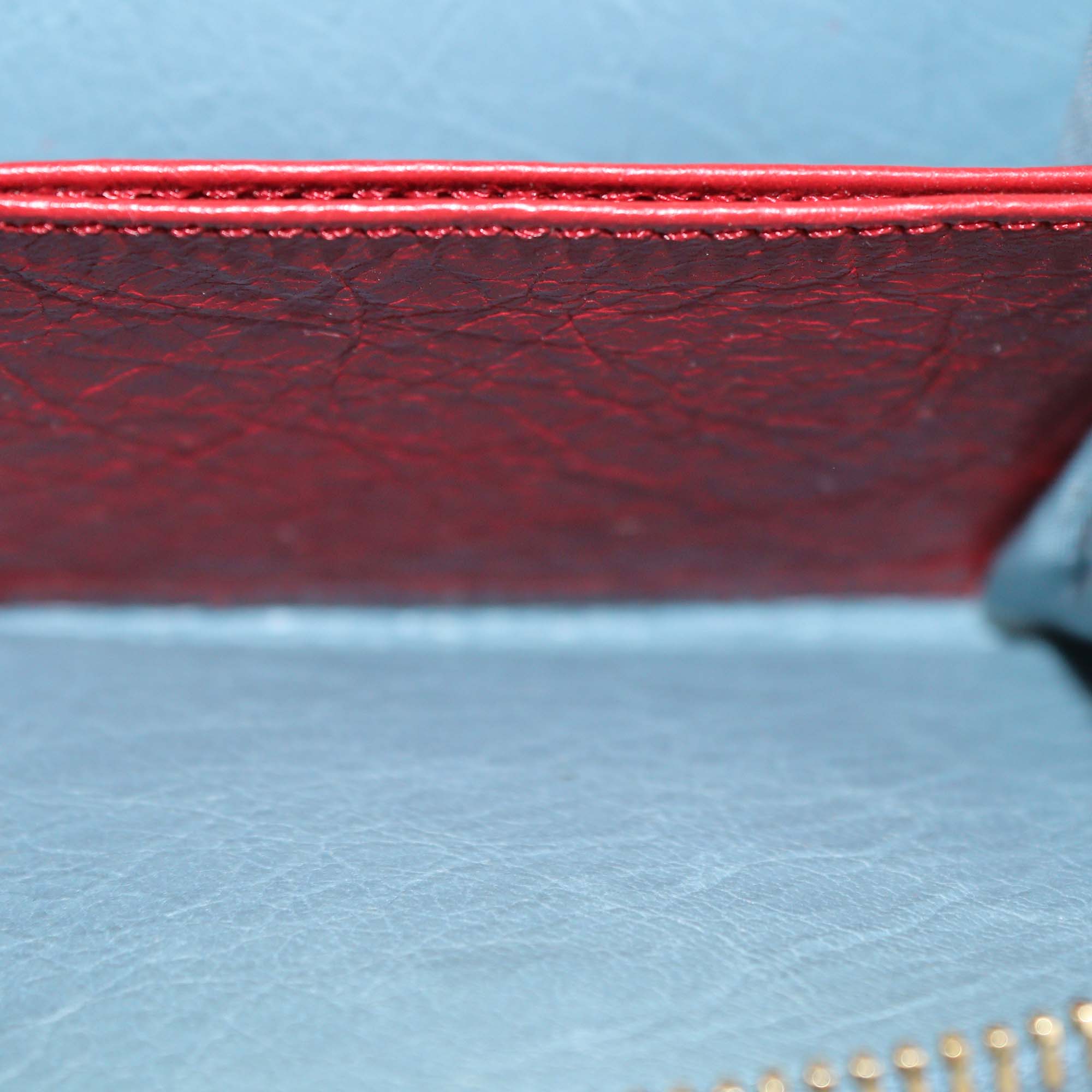 Valentino Light Blue Quilted Rockstud Compact Zip Around Wallet