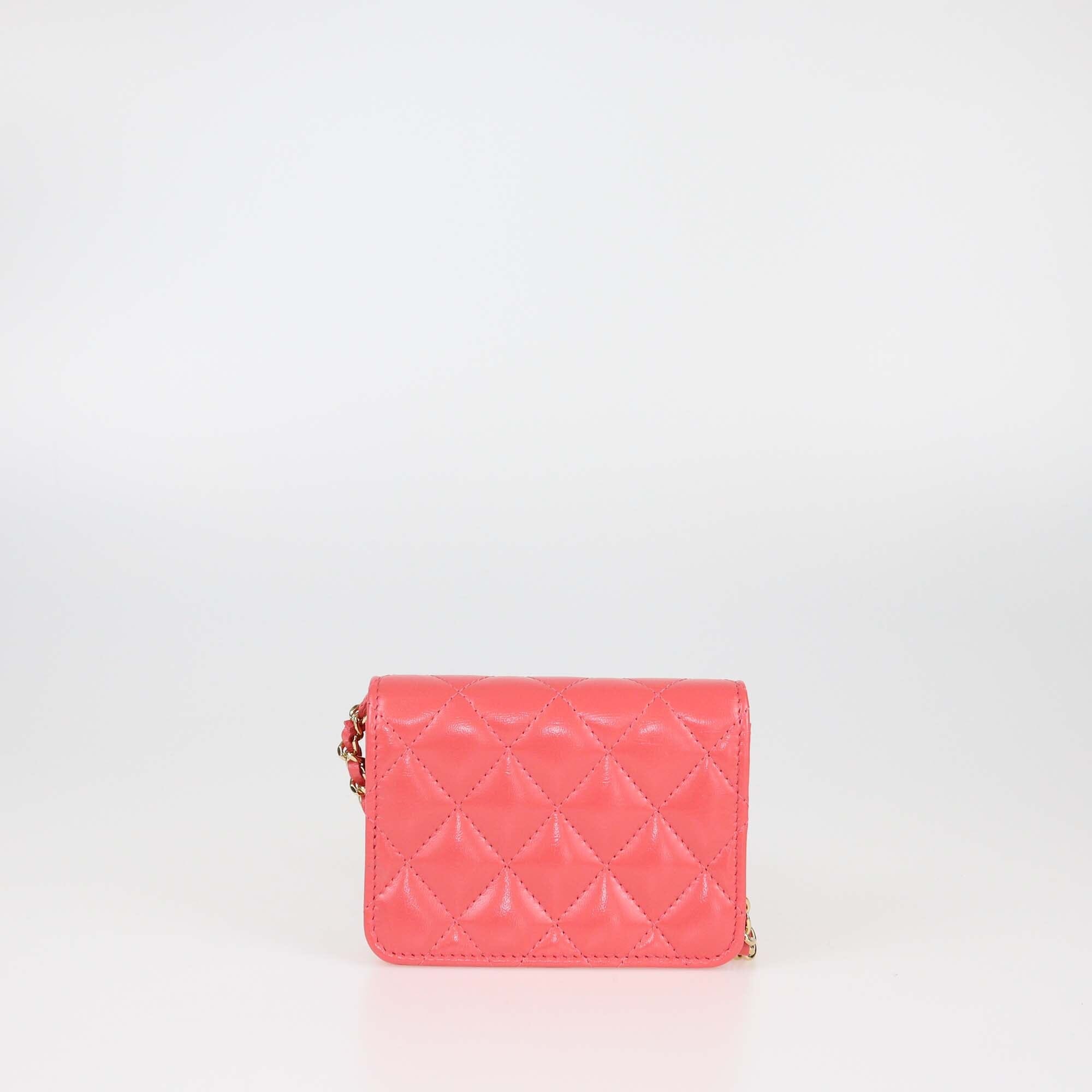 Chanel Pink Apricot Quilted Mini Wallet On Chain Womens Chanel