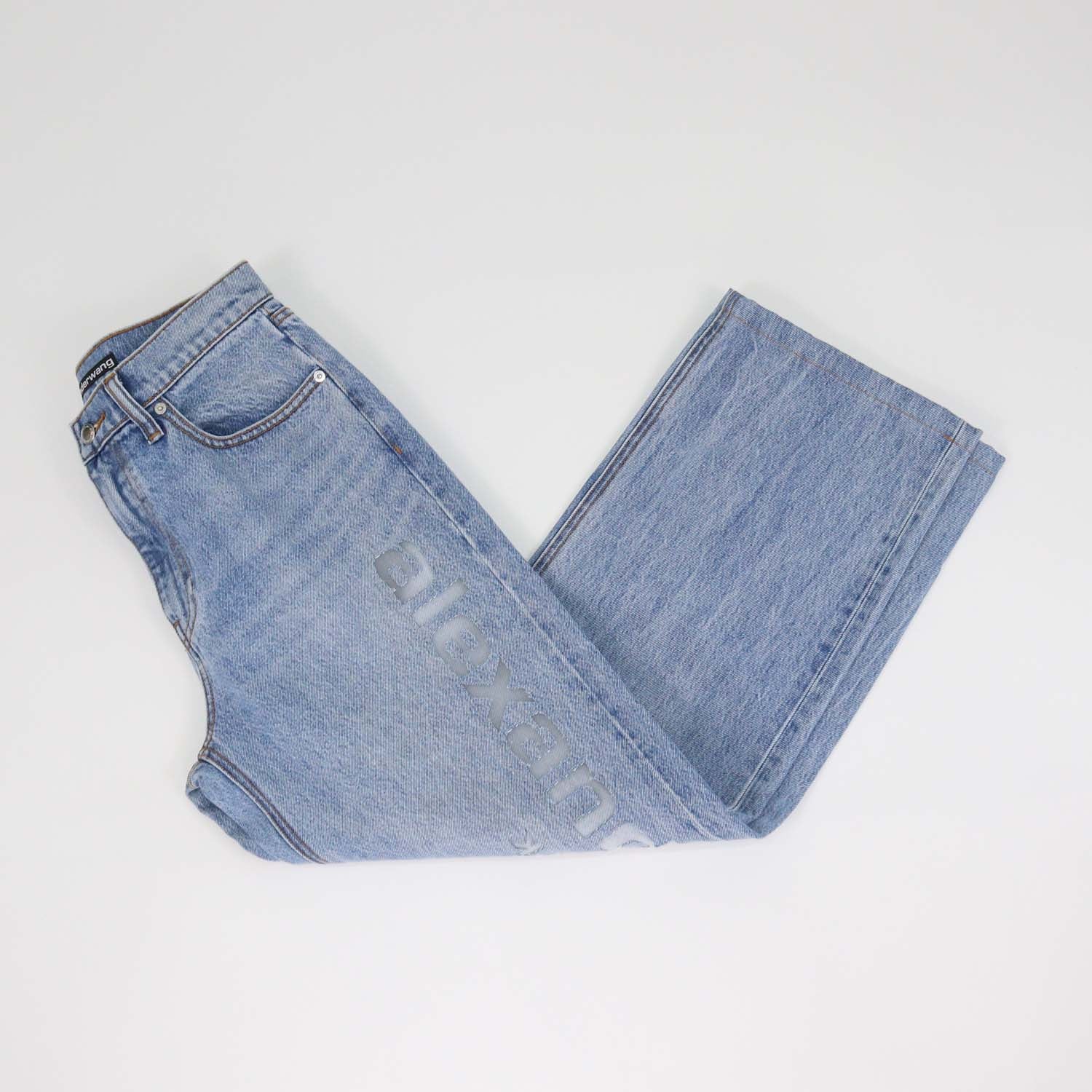 Alexander Wang Blue Denim EZ-Cut Out Straight Fit Pants