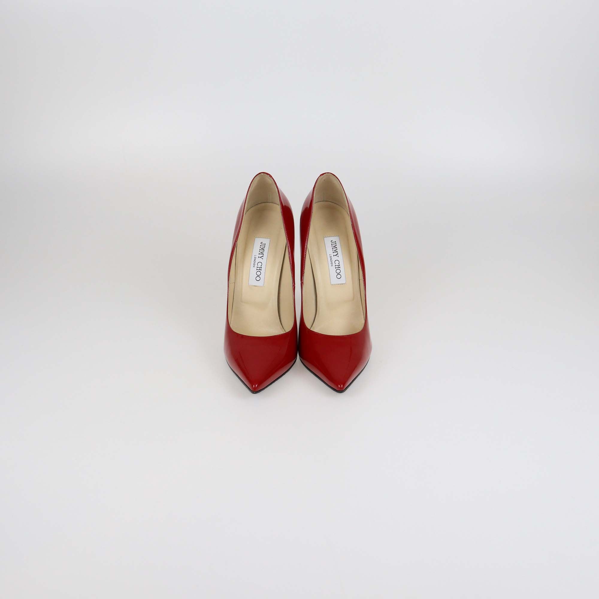 Jimmy Choo Red Patent Leather Romy Pumps