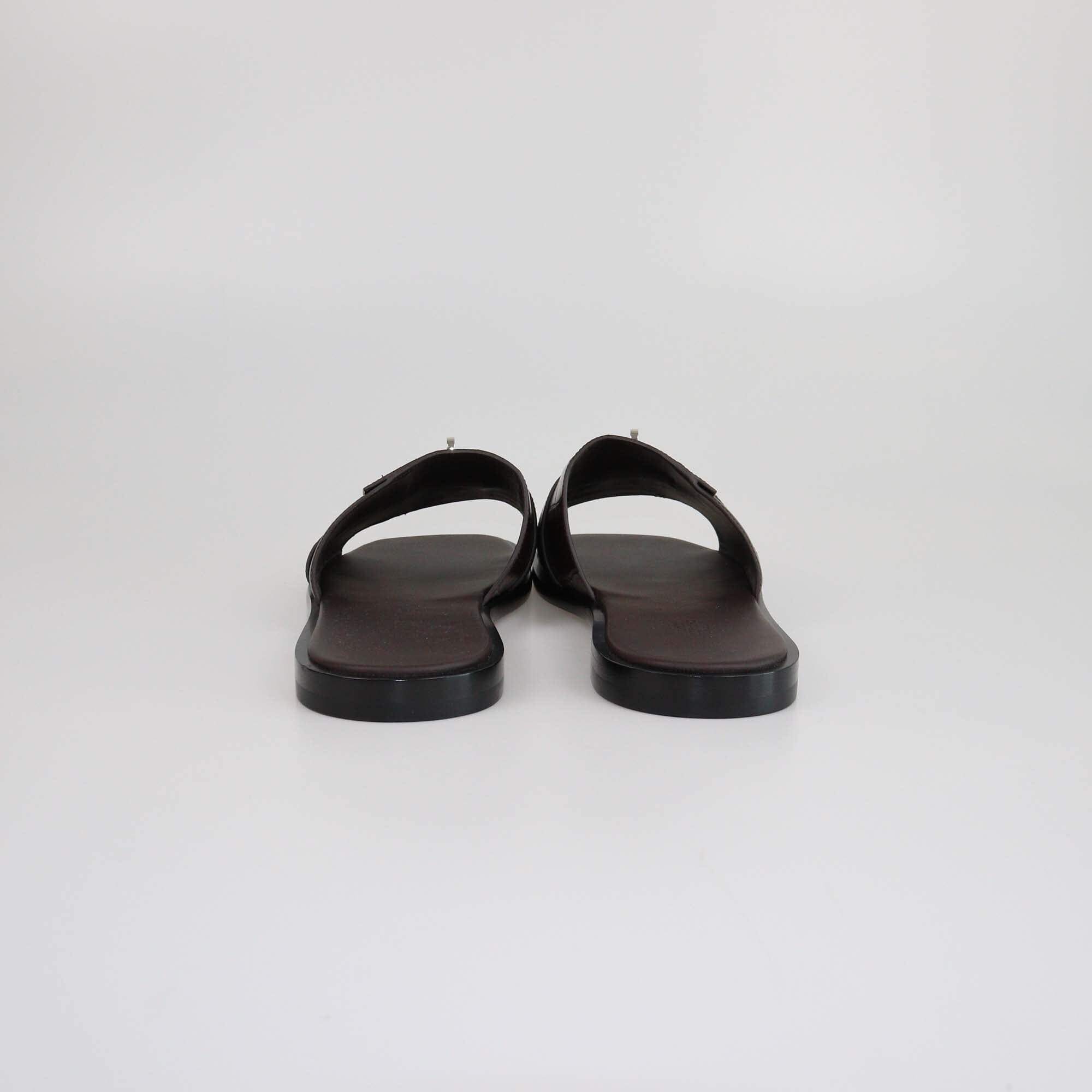 Hermes Dark Brown/Noir Alligator Gabriel Sandals Mens Hermes