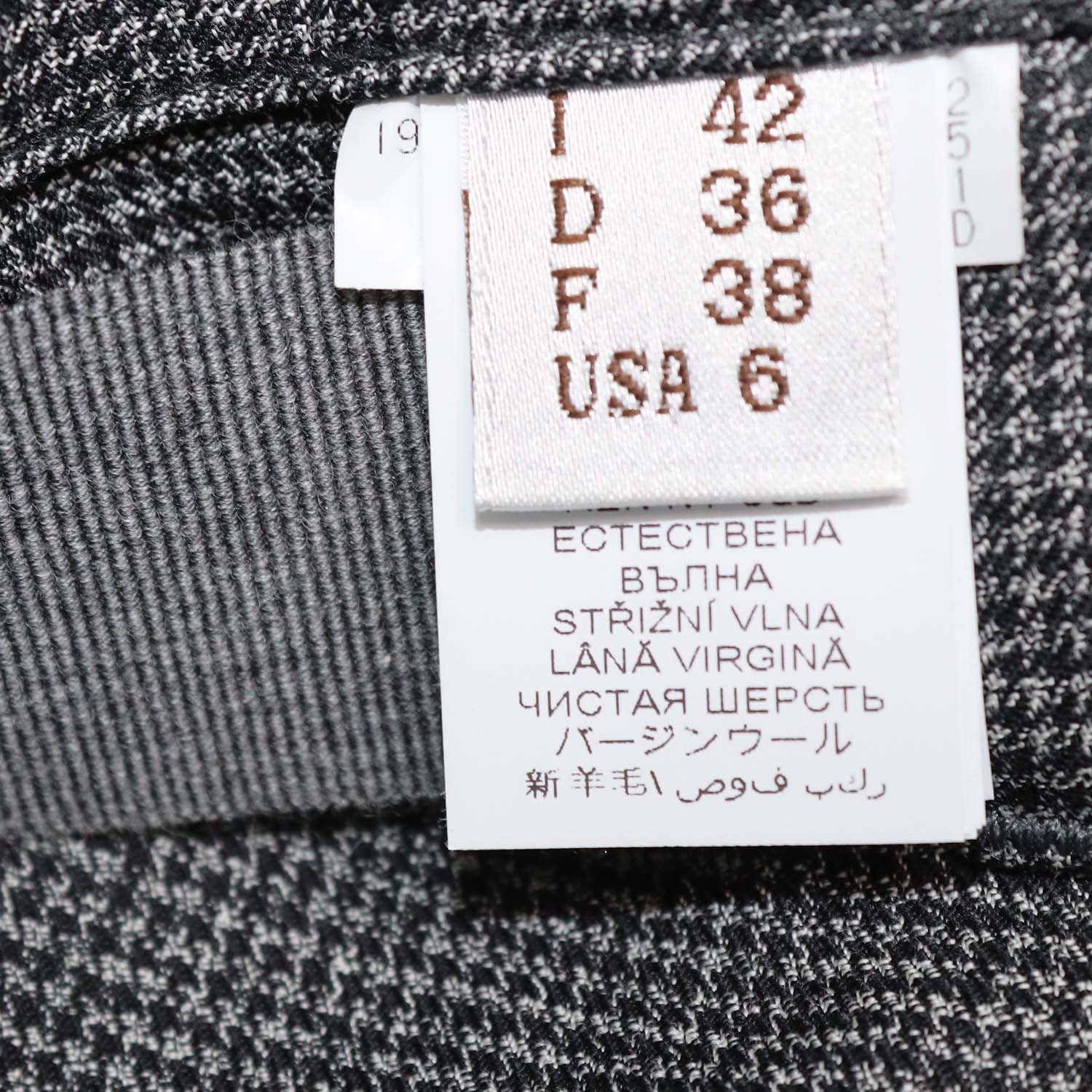 Brunello Cucinelli Black/Grey Wool Houndstooth Print Belted Pants