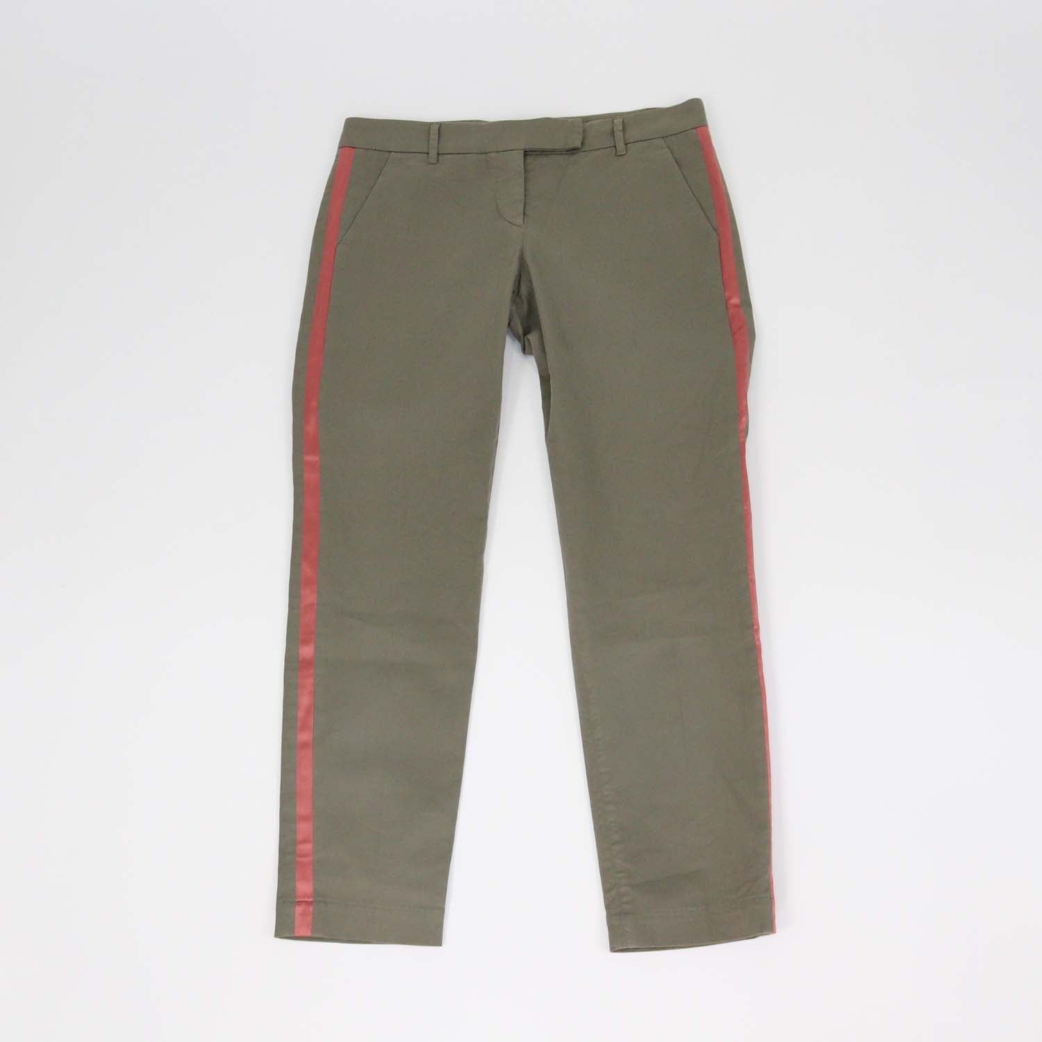 Brunello Cucinelli Army Green Cotton Side Satin Trimmed Pants