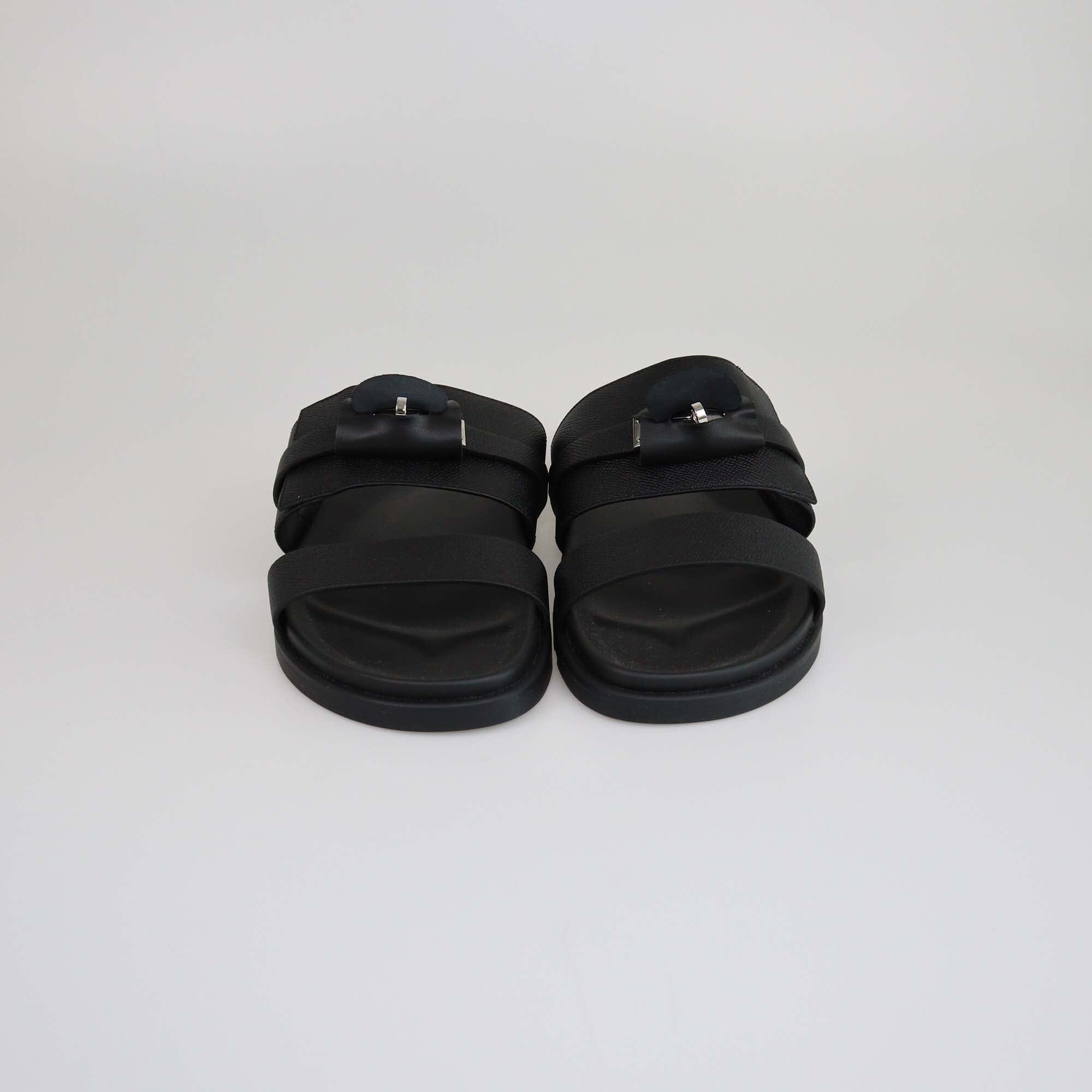 Hermes Noir Epsom Jackson Sandals Mens Hermes