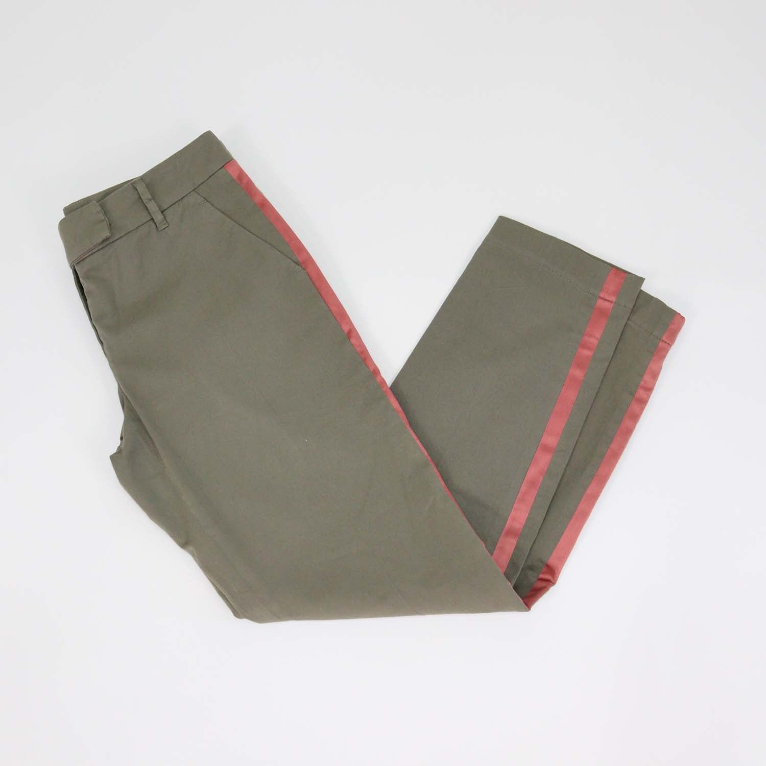 Brunello Cucinelli Army Green Cotton Side Satin Trimmed Pants