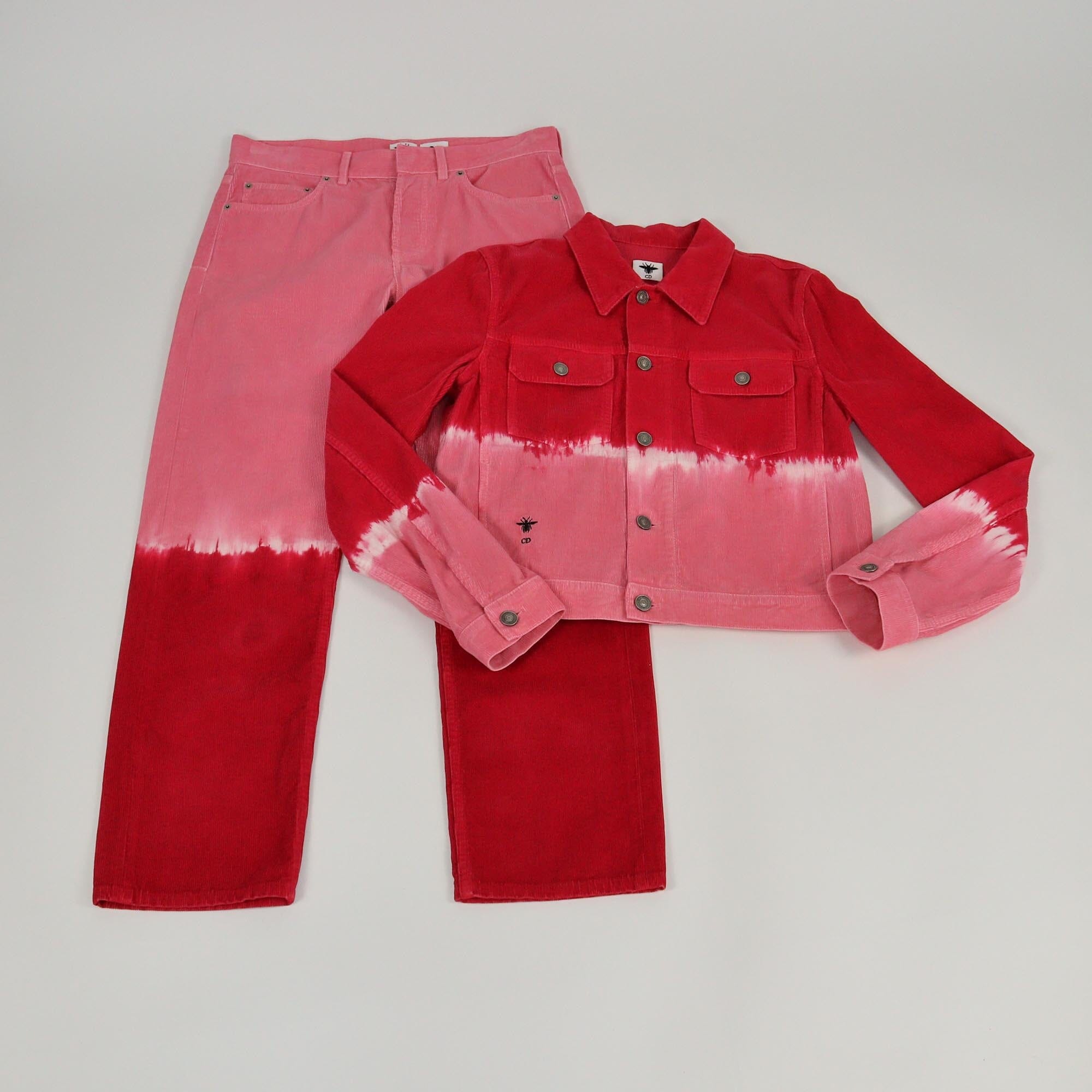 Christian Dior Tricolor Corduroy Tie-Dye Jacket & Pants Set Womens Christian Dior