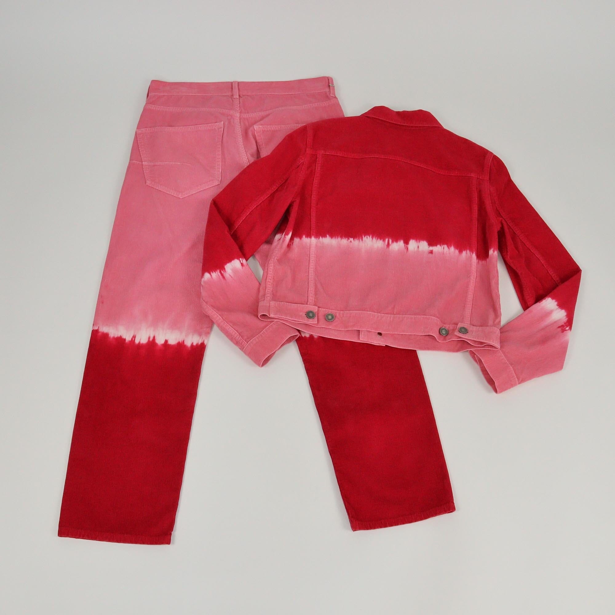Christian Dior Tricolor Corduroy Tie-Dye Jacket & Pants Set Womens Christian Dior