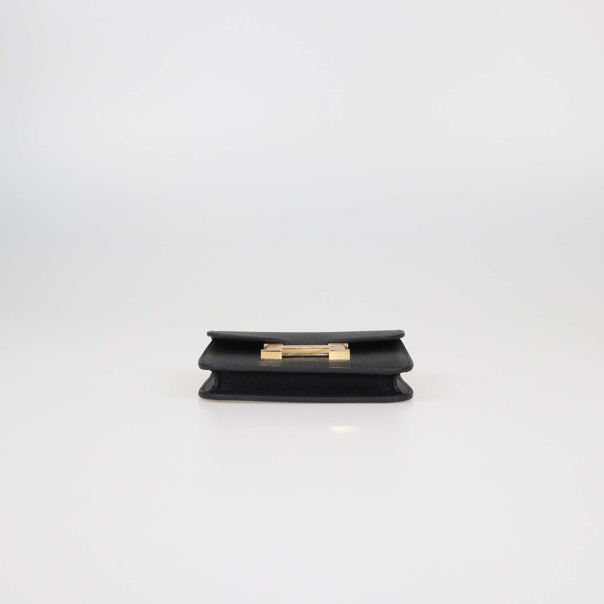 Hermes Black Epsom Leather Constance Slim Wallet