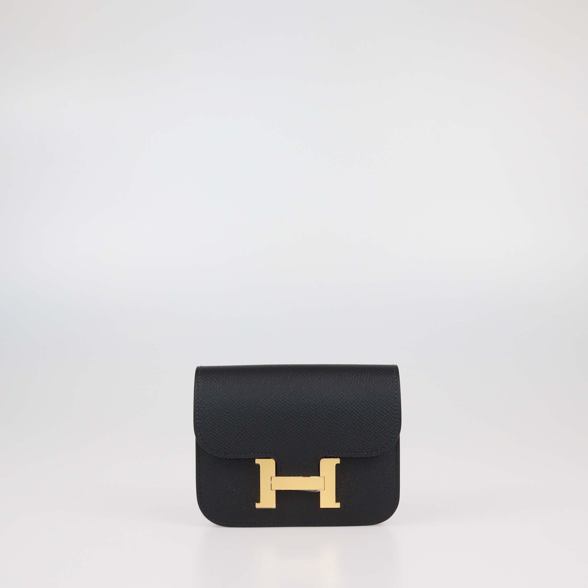 Hermes Black Epsom Leather Constance Slim Wallet