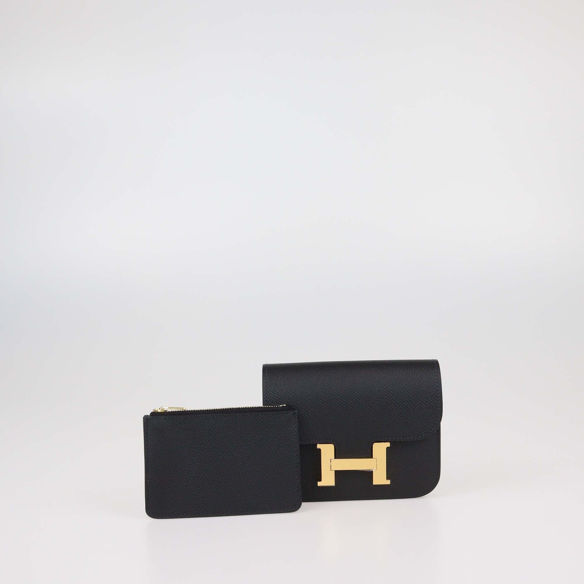 Hermes Black Epsom Leather Constance Slim Wallet