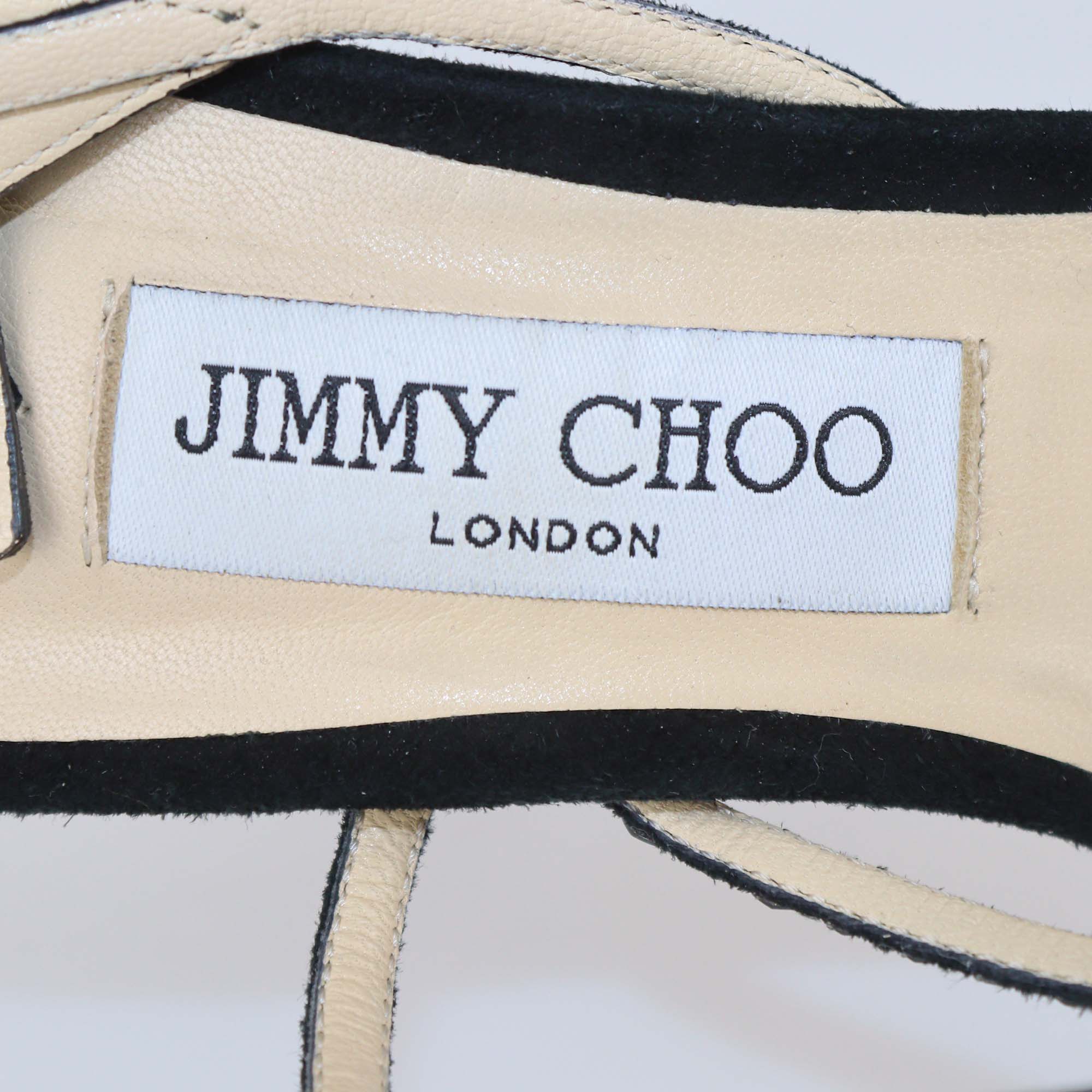 Jimmy Choo Black Suede Crystal Embellished Lynn Sandals