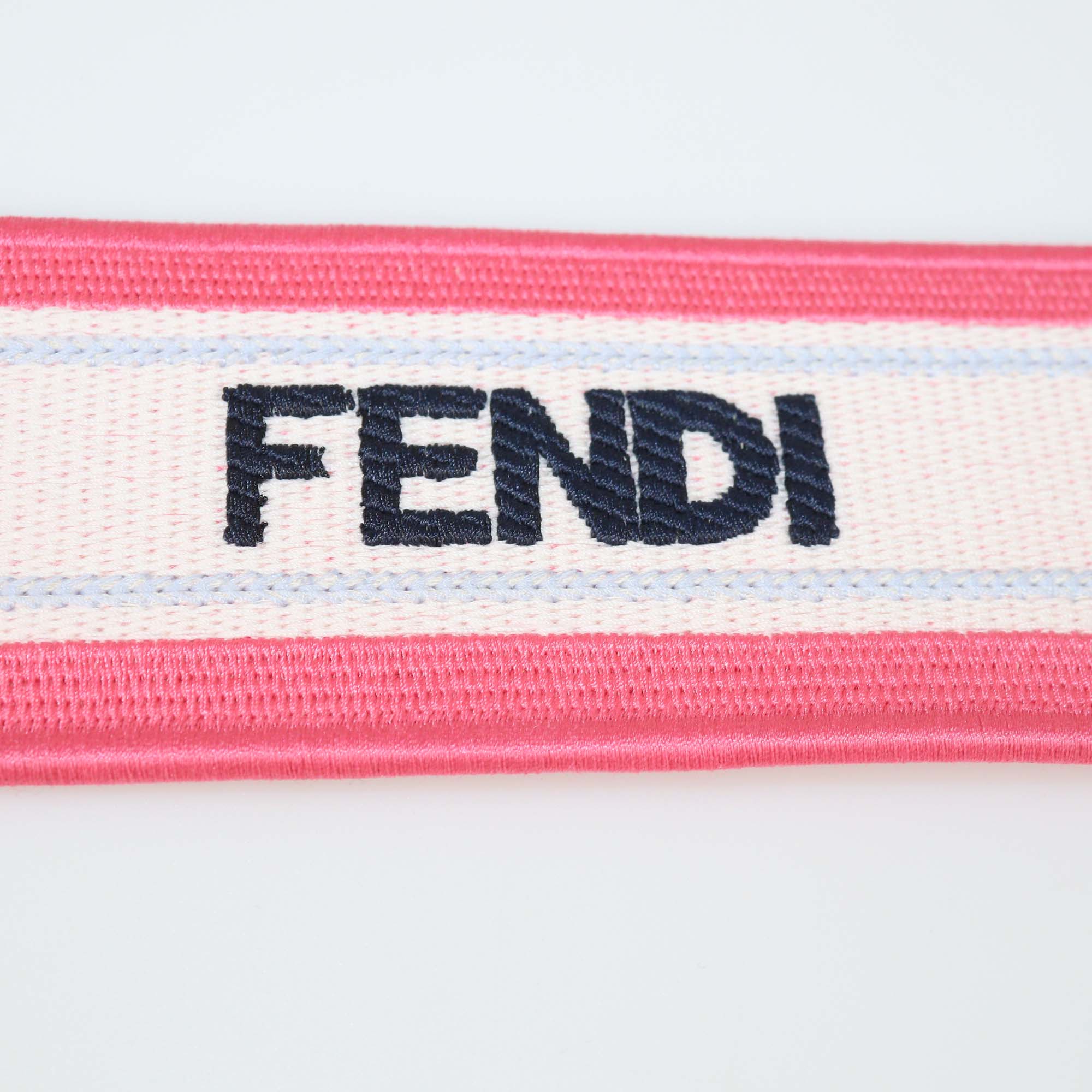Fendi Pink/White Canvas Logo Embroidered Bag Strap