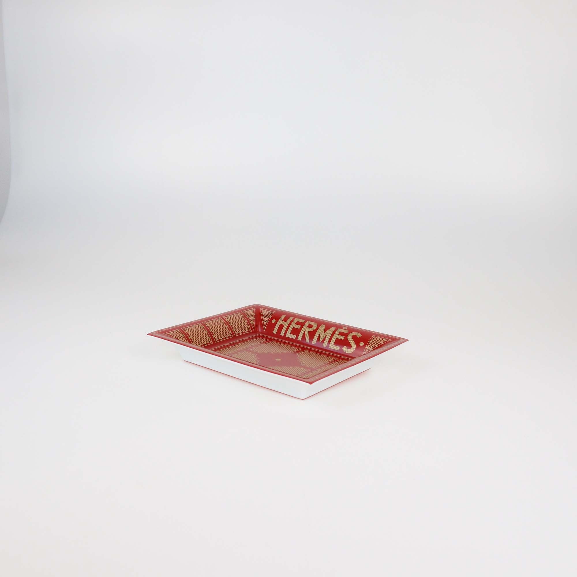 Hermes Rouge/Or Porcelain Hermes Sellier Change Tray