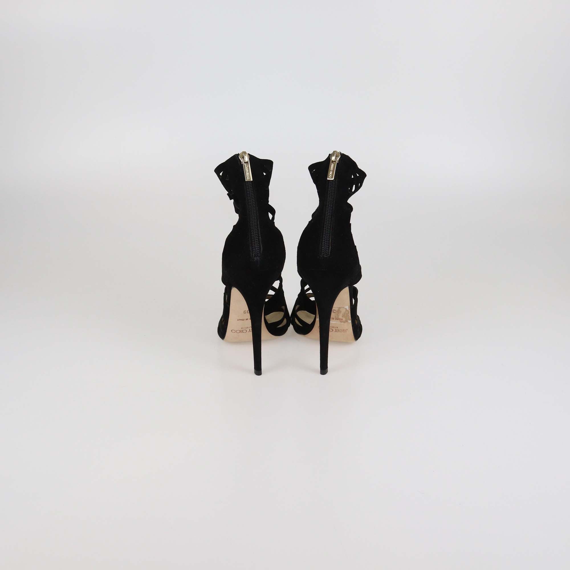 Jimmy Choo Black Suede Caged Gladiator Sandals