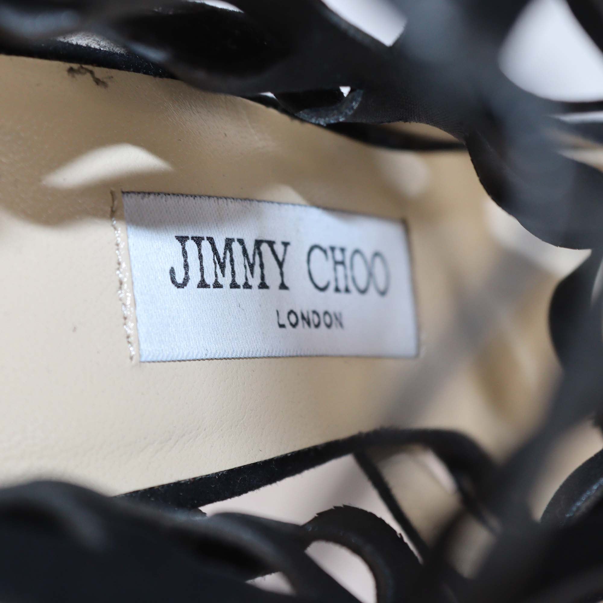 Jimmy Choo Black Suede Caged Gladiator Sandals