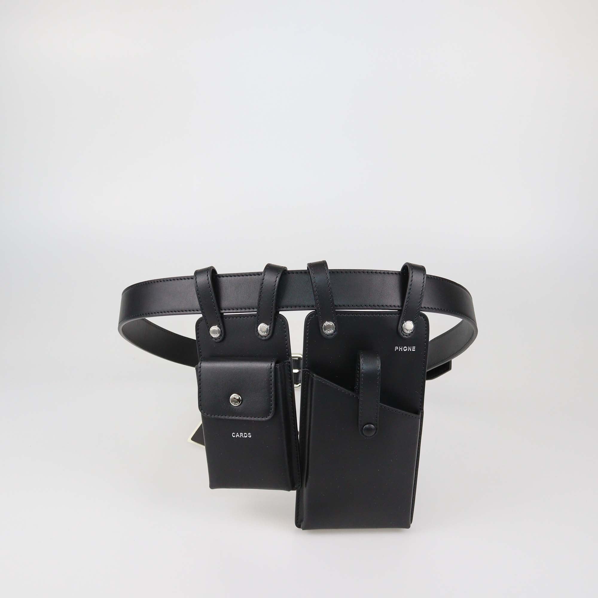 Fendi Black Leather Multi Accessory Belt