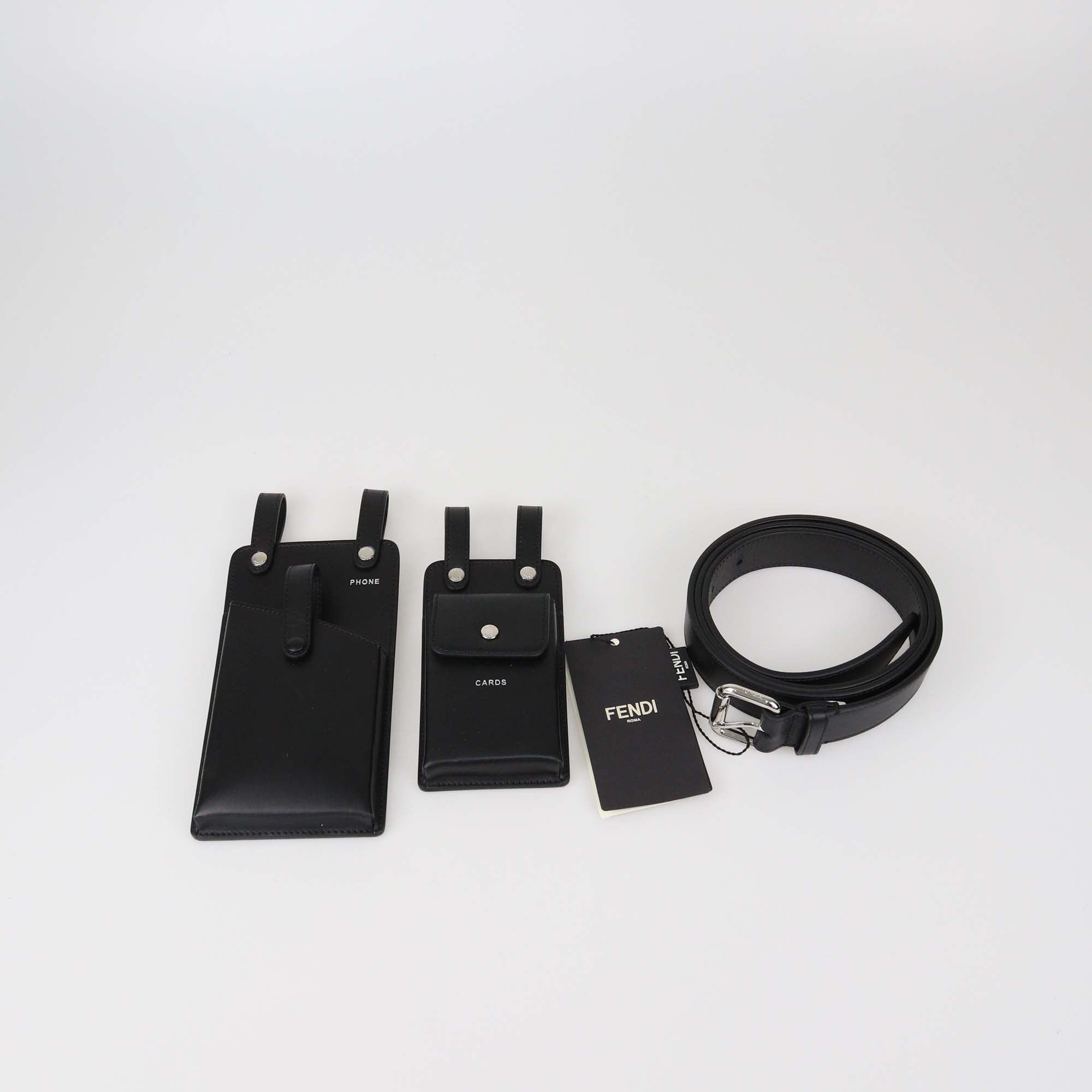 Fendi Black Leather Multi Accessory Belt