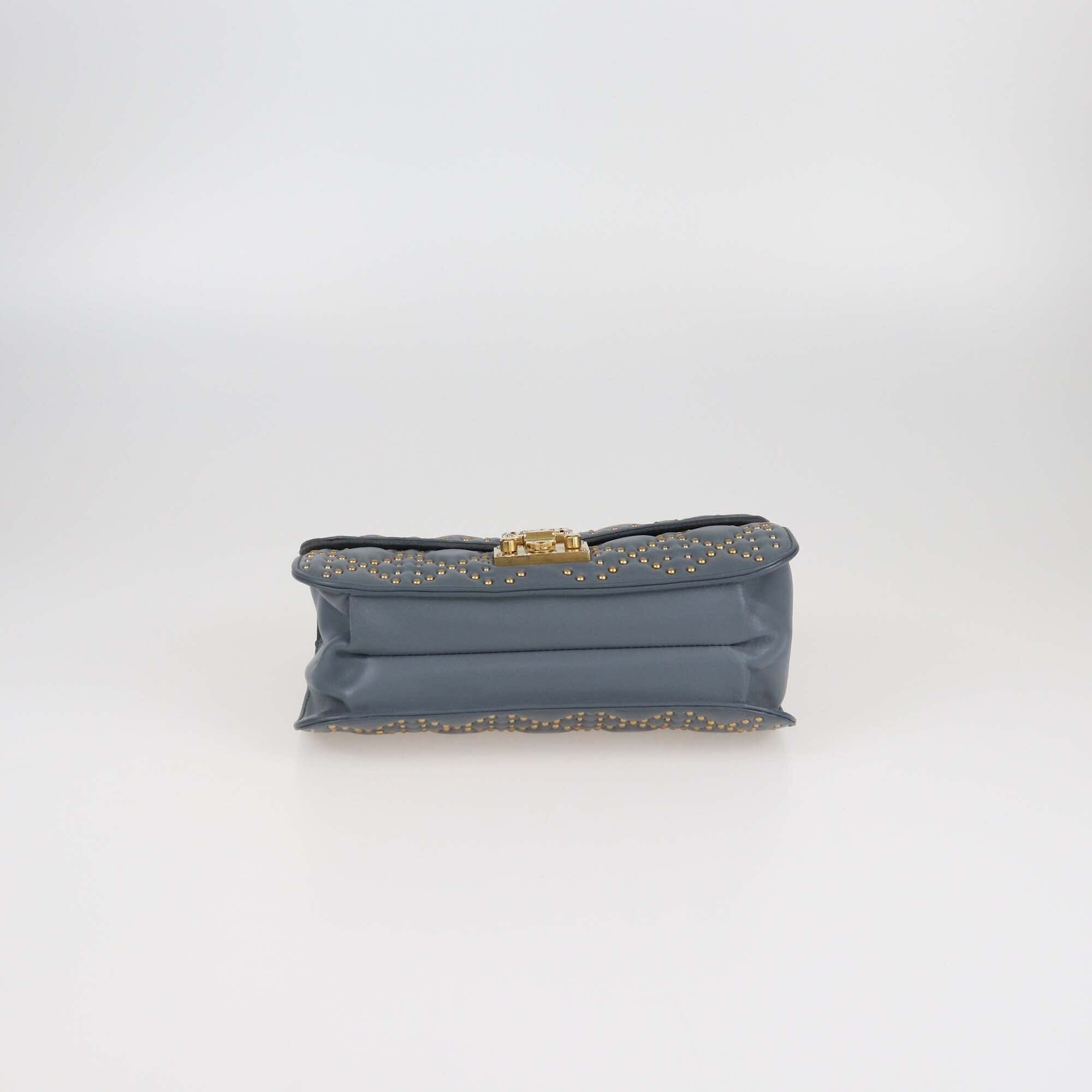 Christian Dior Grey Quilted Studded Medium Addict Flap Bag Womens Christian Dior
