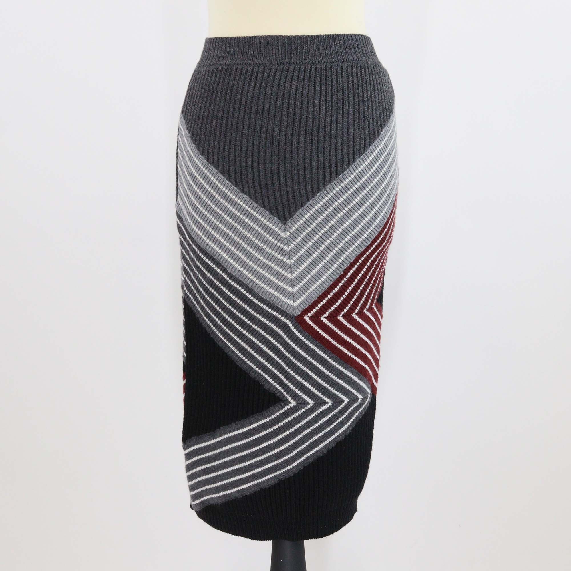 Stella McCartney Multicolor Striped Knitted Wool Midi Skirt