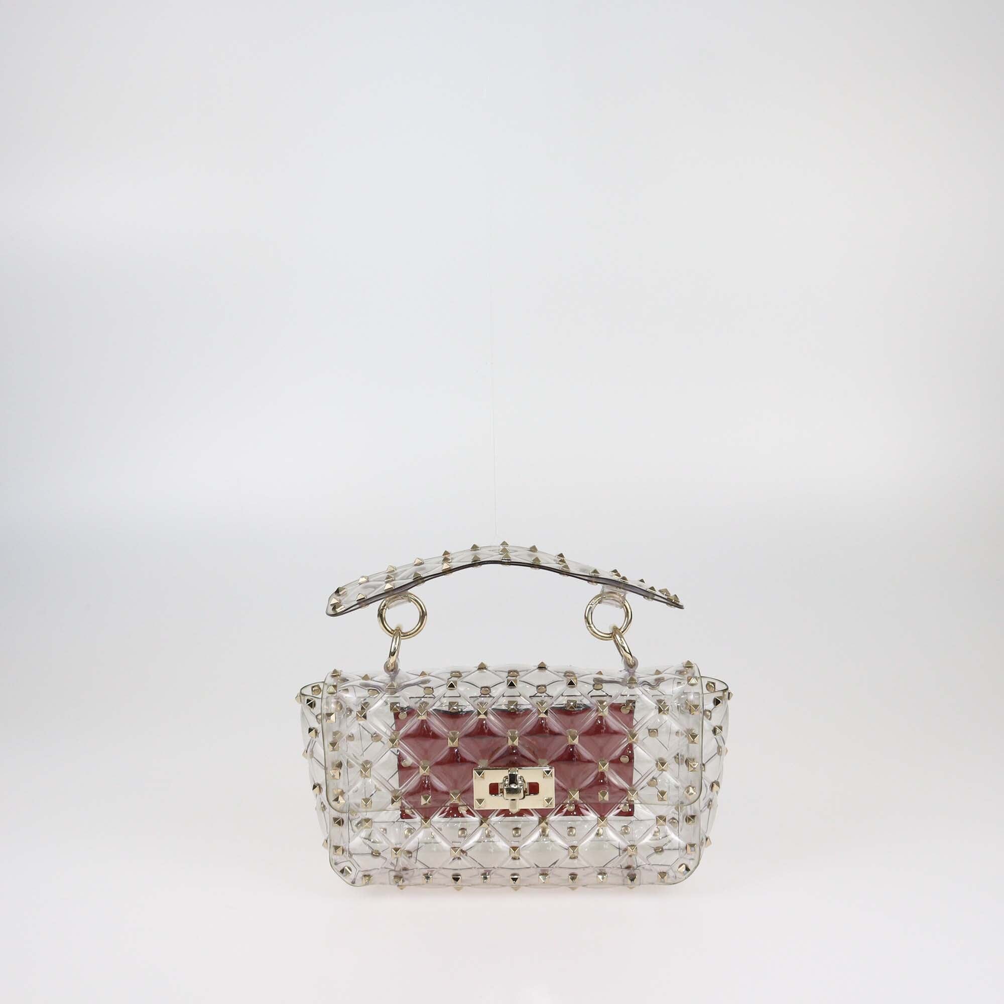 Valentino Clear Small Rockstud Spike Top Handle Bag Womens Valentino