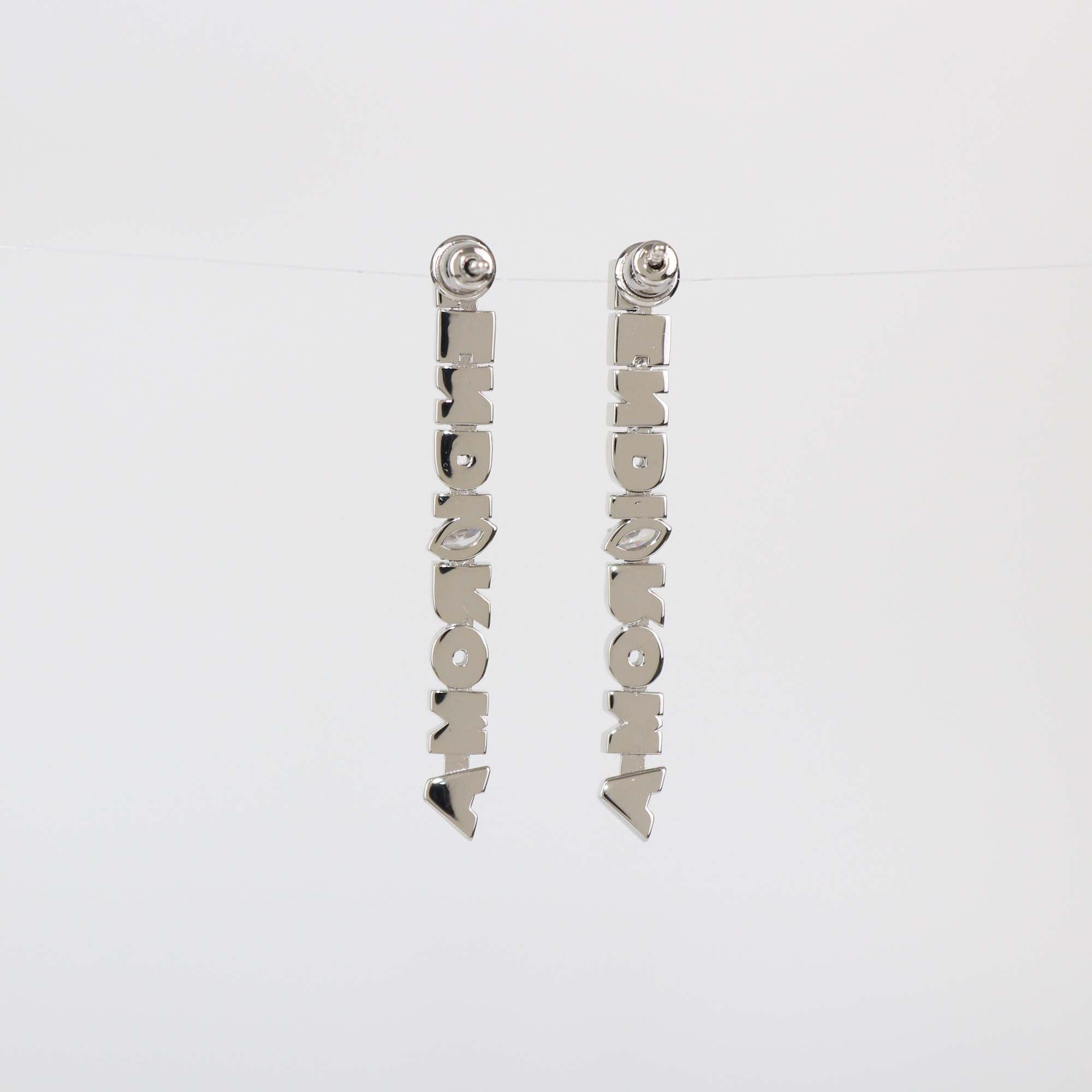 Fendi Silver Tone Metal Crystal Embellished Fendi Roma Drop Earrings