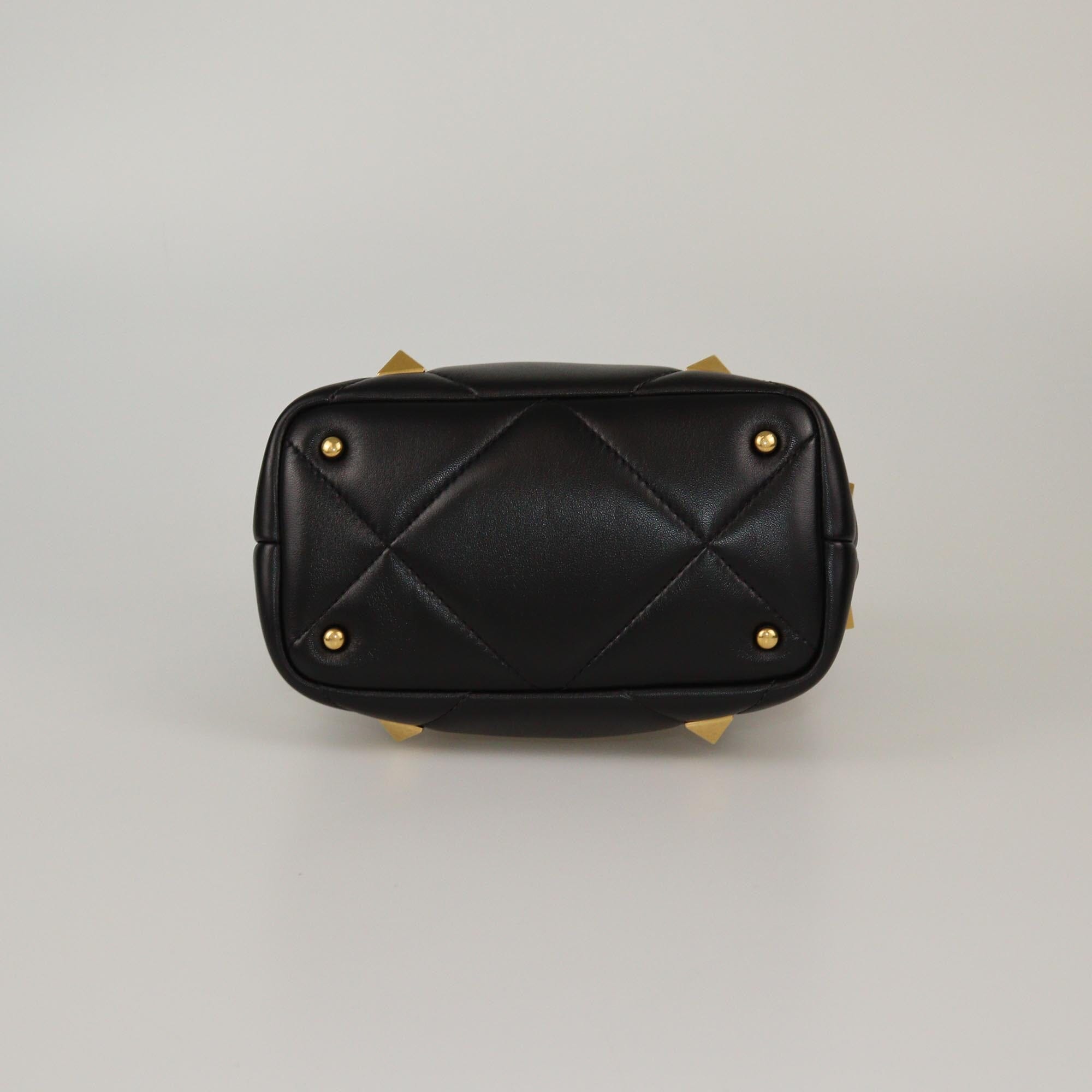 Valentino Black Quilted Small Roman Stud Top Handle Bag Womens Valentino