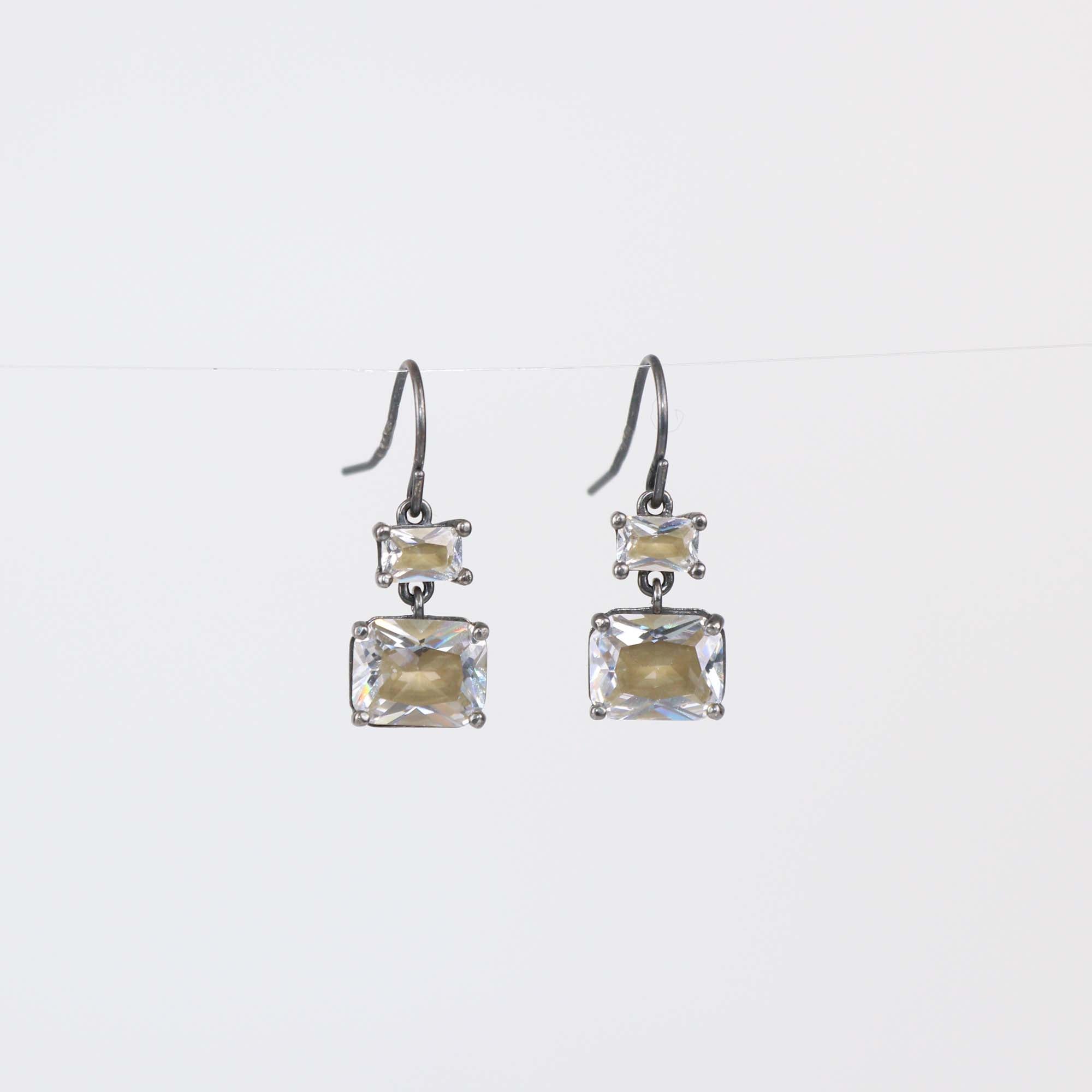 Bottega Veneta Silver Orecchini Cubic Zirconia Drop Earrings