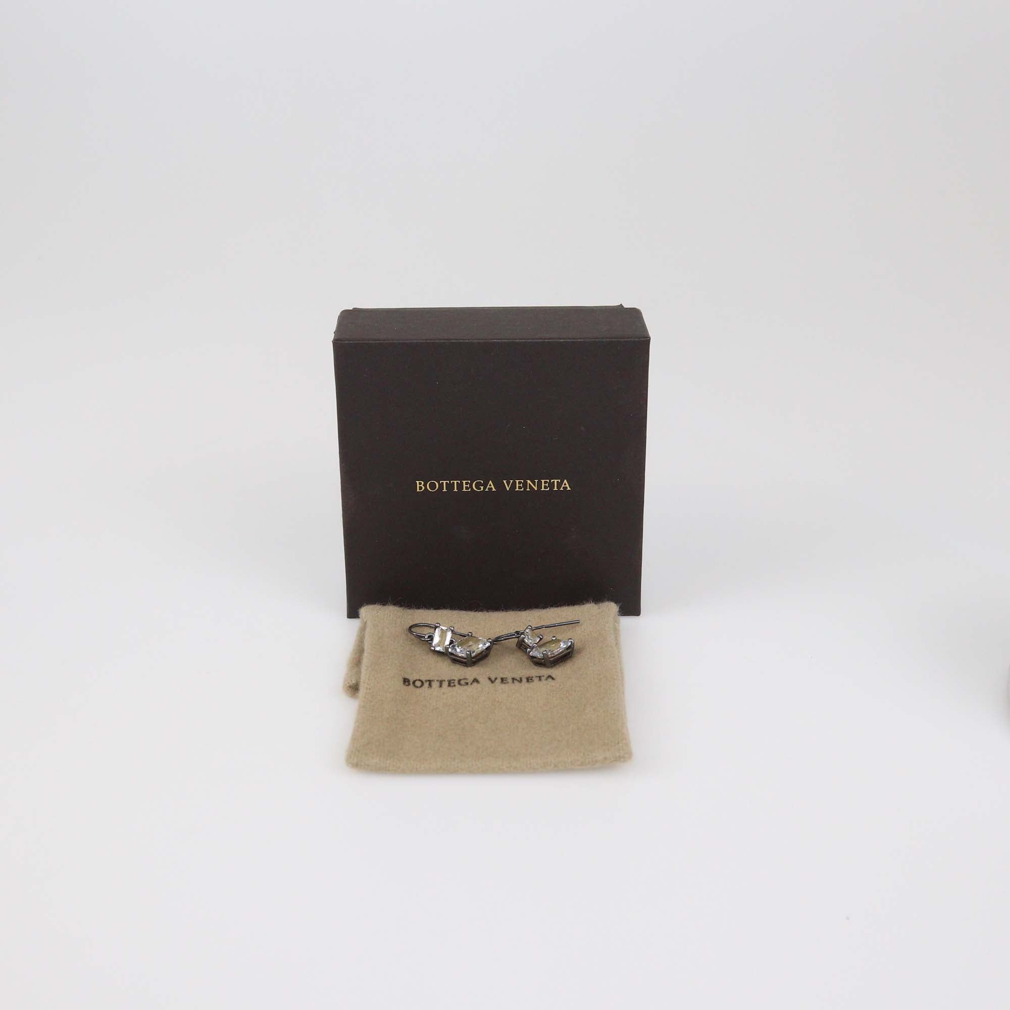 Bottega Veneta Silver Orecchini Cubic Zirconia Drop Earrings