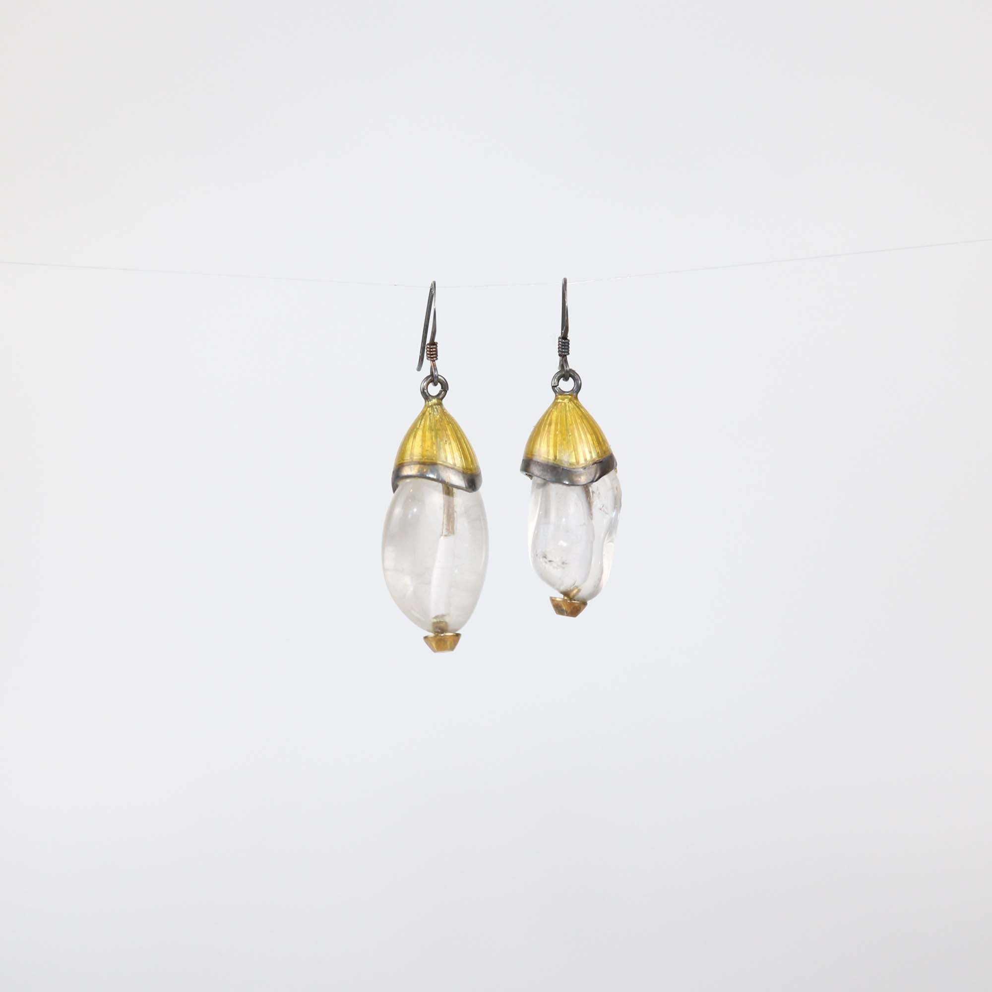 Bottega Veneta Gold Plated Silver Rock Crystal Quartz Drop Earrings