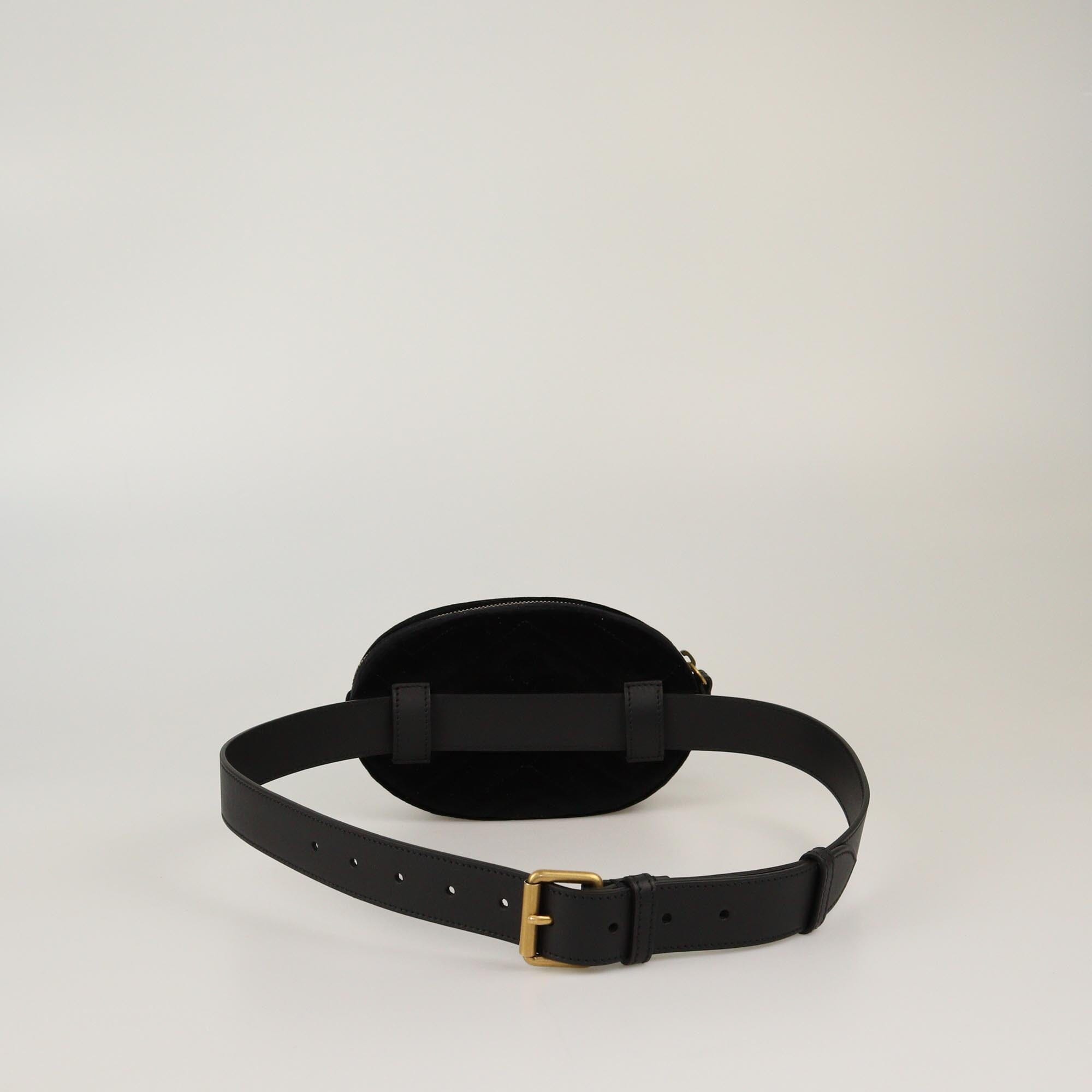 Gucci Black Velvet Matelasse GG Marmont Belt Bag Womens Gucci