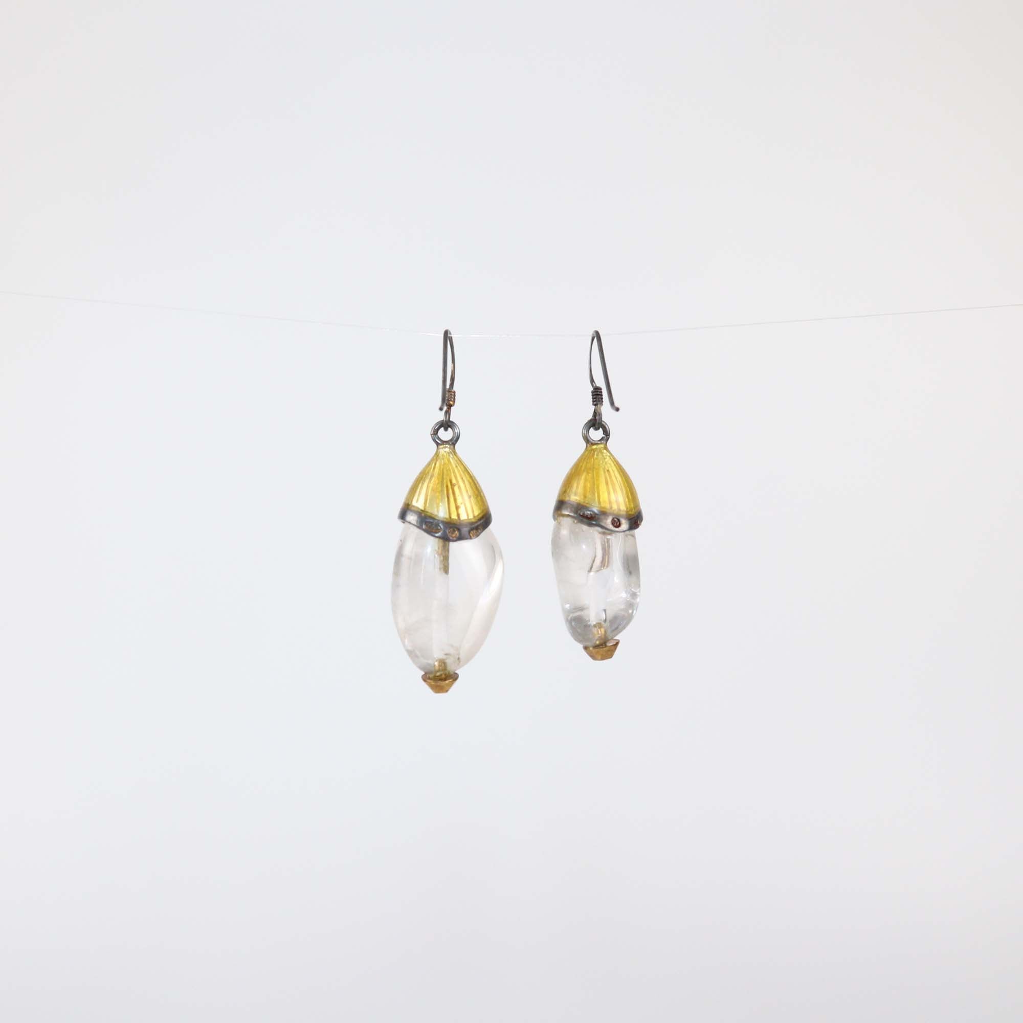 Bottega Veneta Gold Plated Silver Rock Crystal Quartz Drop Earrings